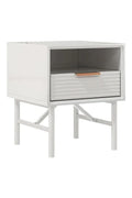 White Striped Wooden Nightstand
