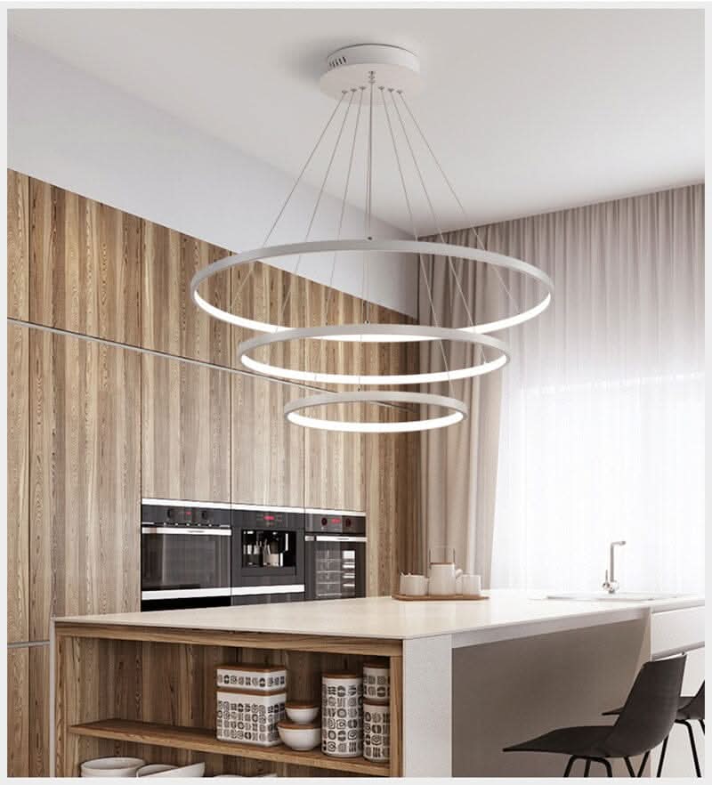 Modern Led Pendant 3 Acrylic Ring Chandelier