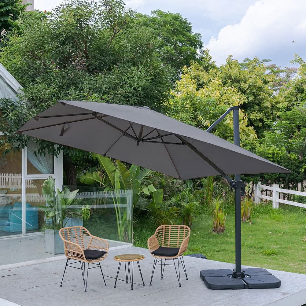 3 x 3 m Square Cantilever Parasol Outdoor Hanging Umbrella for Garden and Patio
