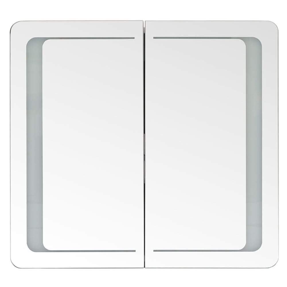 60cm H Double Door Anti-Fog Mirror Cabinet with Bluetooth and LED Light