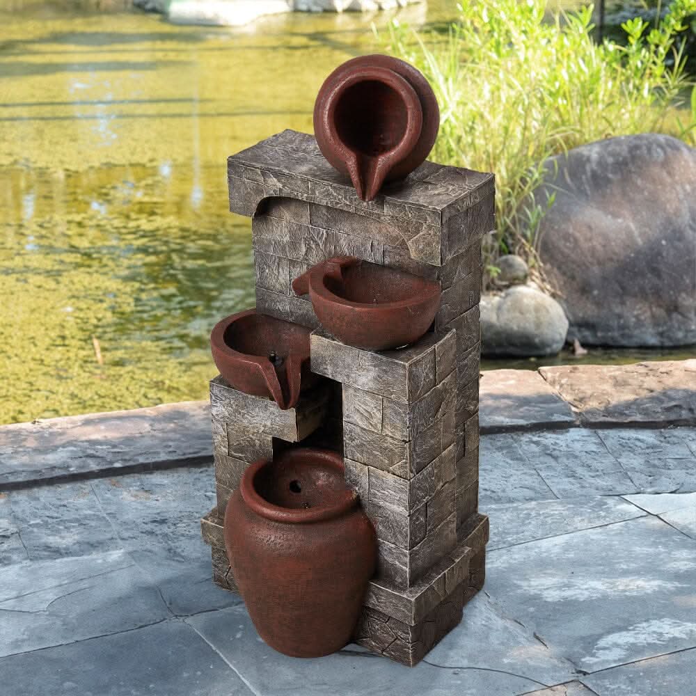Outdoor Garden Water Feature with 2.4W Solar Water Pump