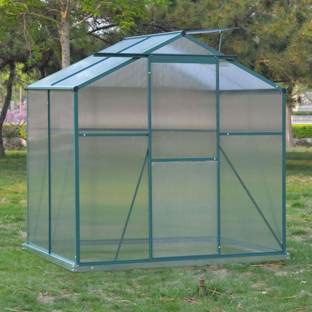 4×6 ft/ 6×6 ft/ 8×6 ft/ 10×6 ft Garden Greenhouse Green Framed with Vent