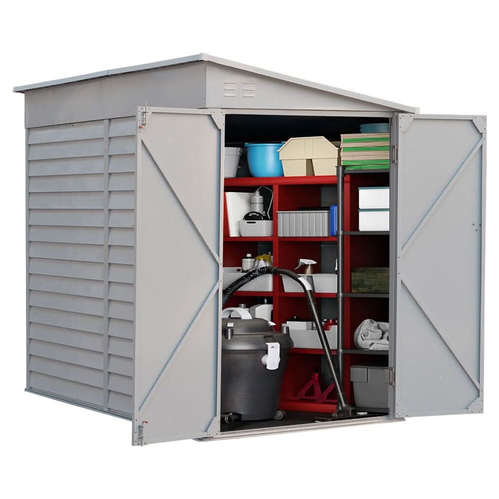 4.6×9 ft Steel Garden Bike Storage Shed Grey/White/Black Lockable