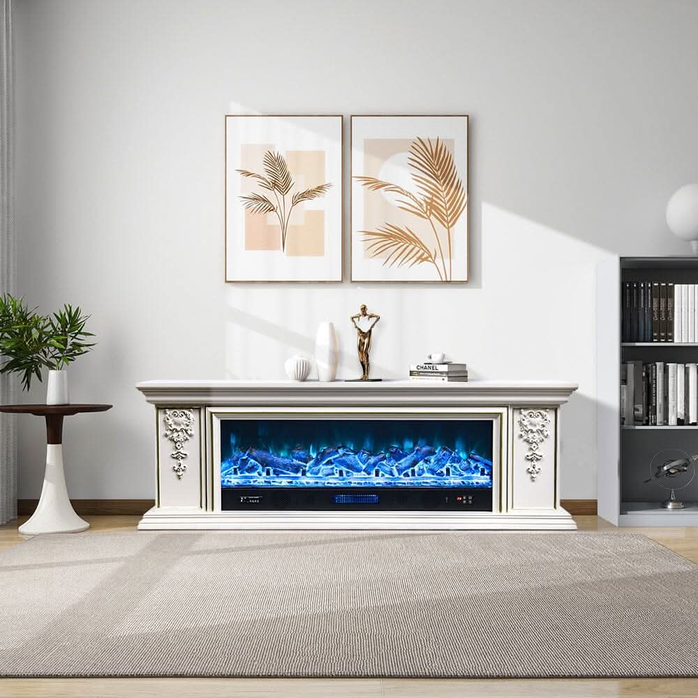 180cm W Remote Freestanding Fireplaces Bluetooth Player TV Stand Electric Fireplace