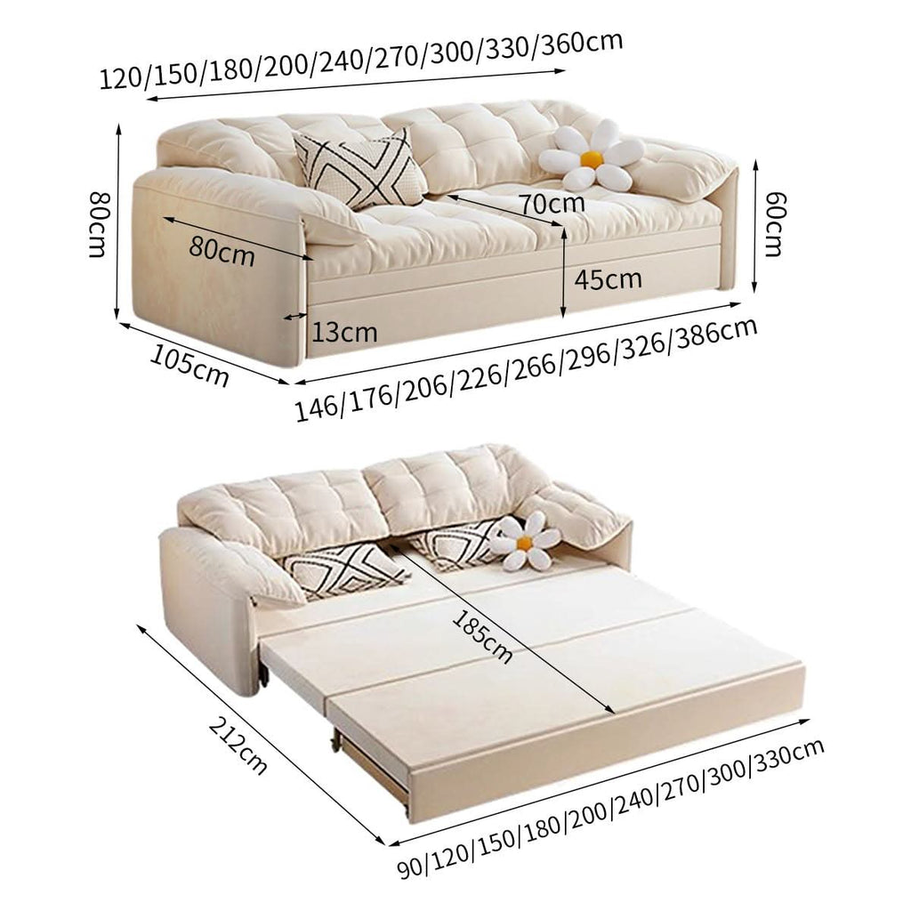 Cottonfy Cloud Elephant Ears Folding Corner Sofa Bed with Storage