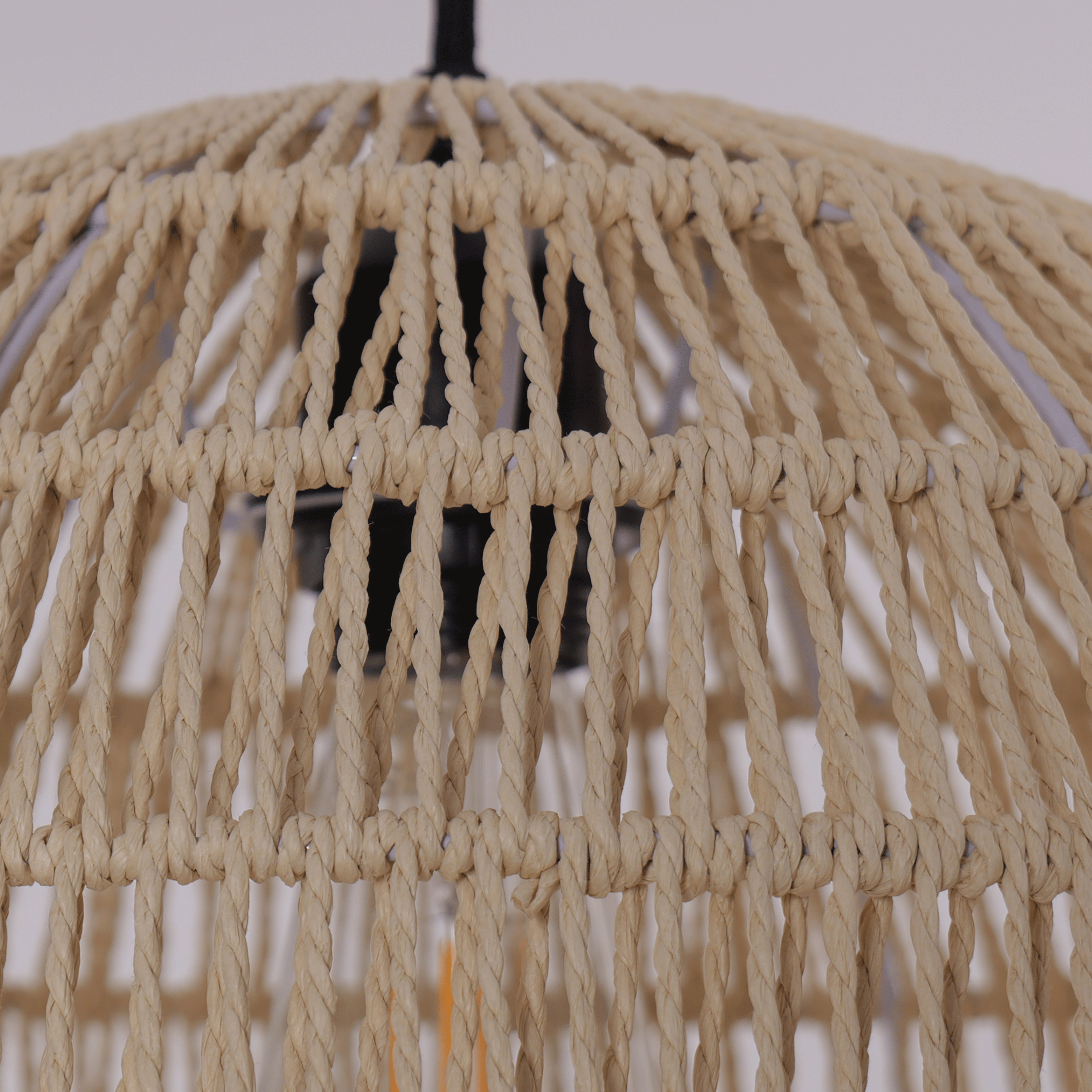 Lightsin Round Cotton Rope Pendant Light – Handwoven Ceiling Pendant for Living Room, Dining Room & Kitchen