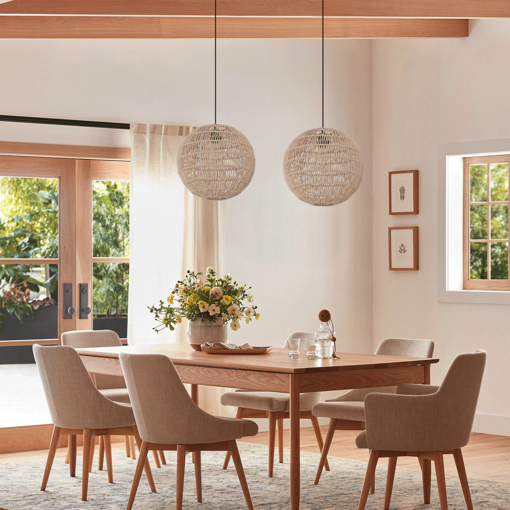 Lightsin Round Cotton Rope Pendant Light – Handwoven Ceiling Pendant for Living Room, Dining Room & Kitchen