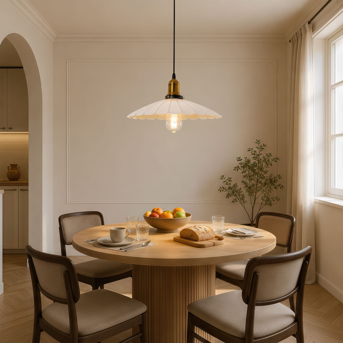 White Iron Pendant Light | Adjustable E27 Ceiling Lamp
