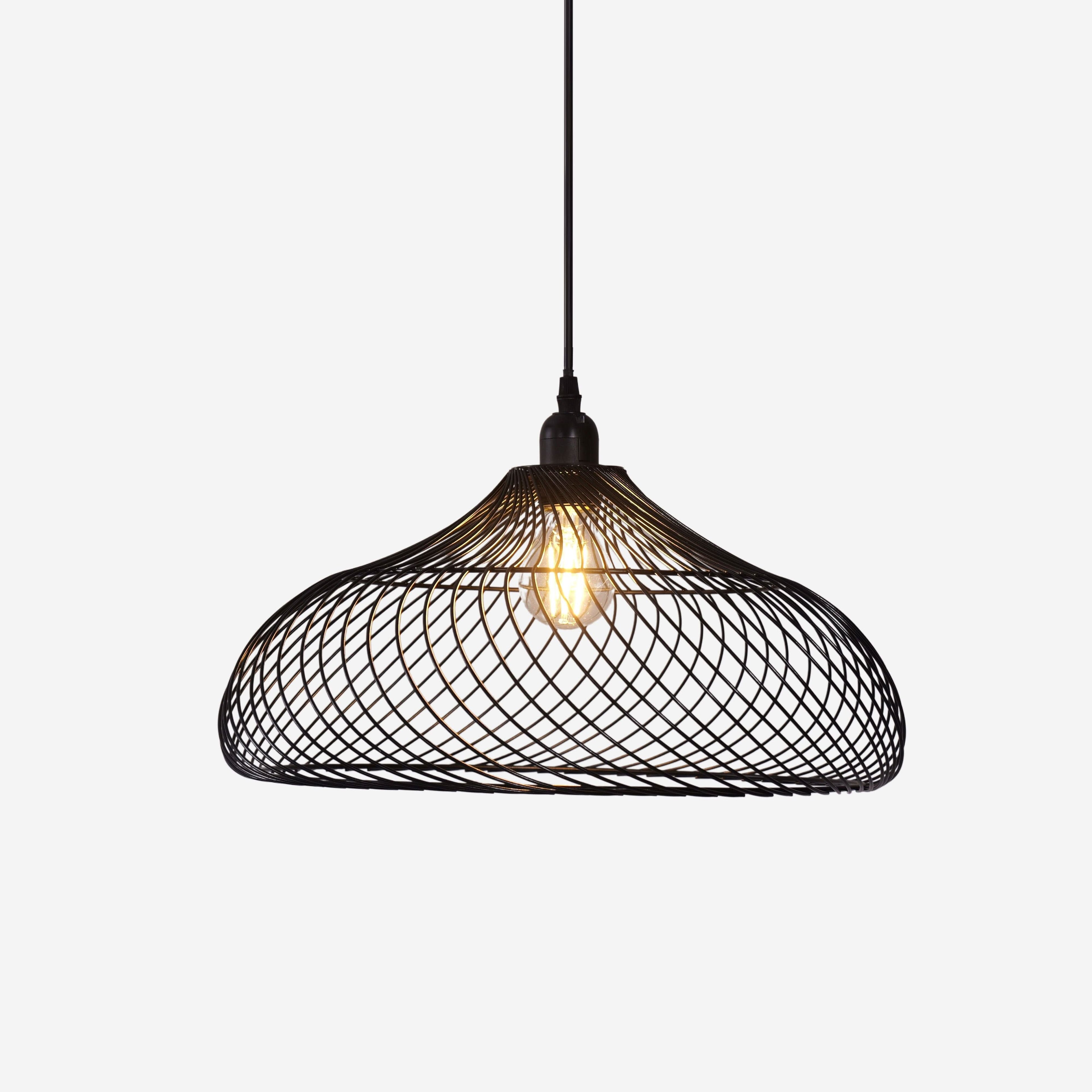 Glyph-Lightsin Industrial Style Black Iron Pendant Light with Spiral Design