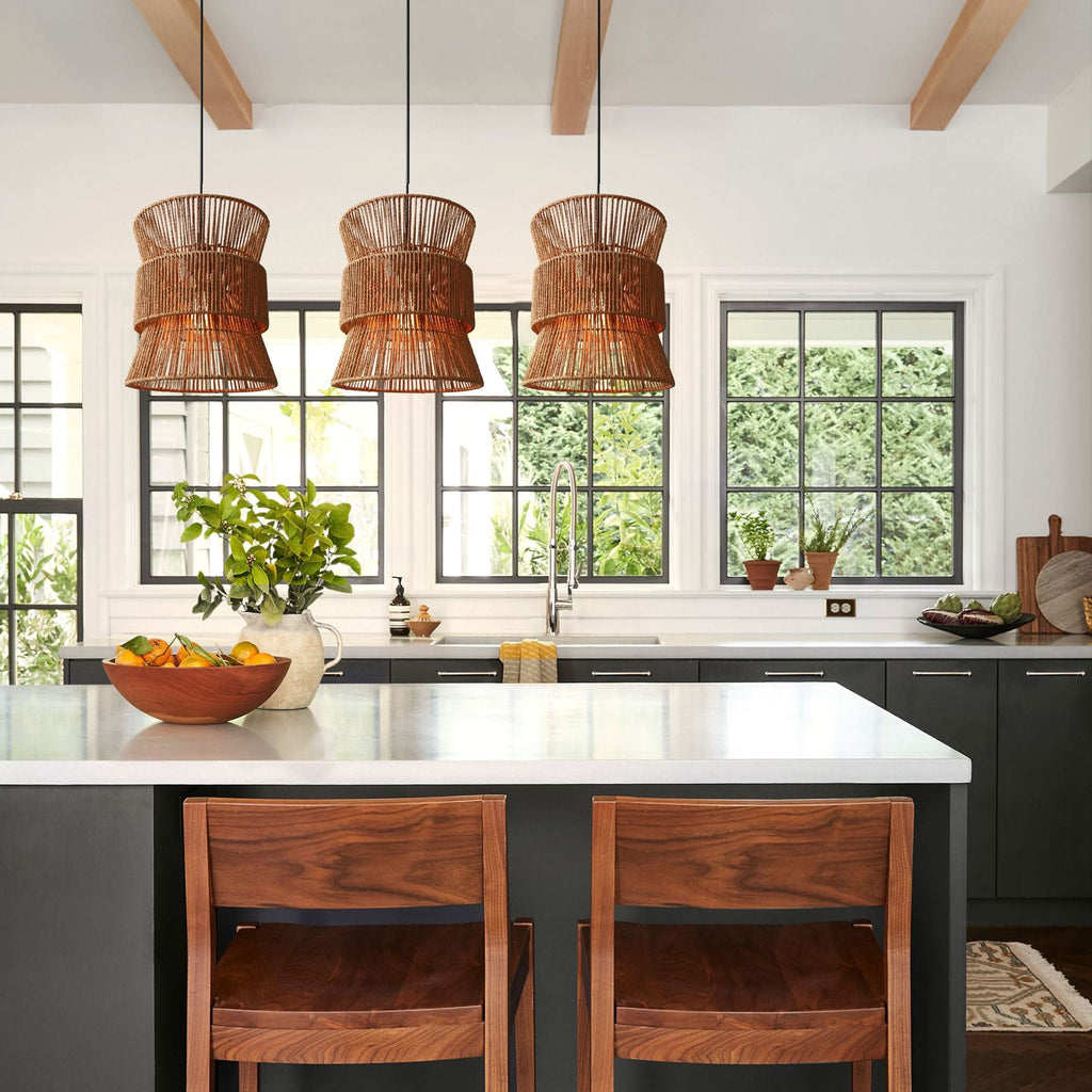 Lightsin Artisanal Handwoven Eco-Friendly Circular Pendant Light
