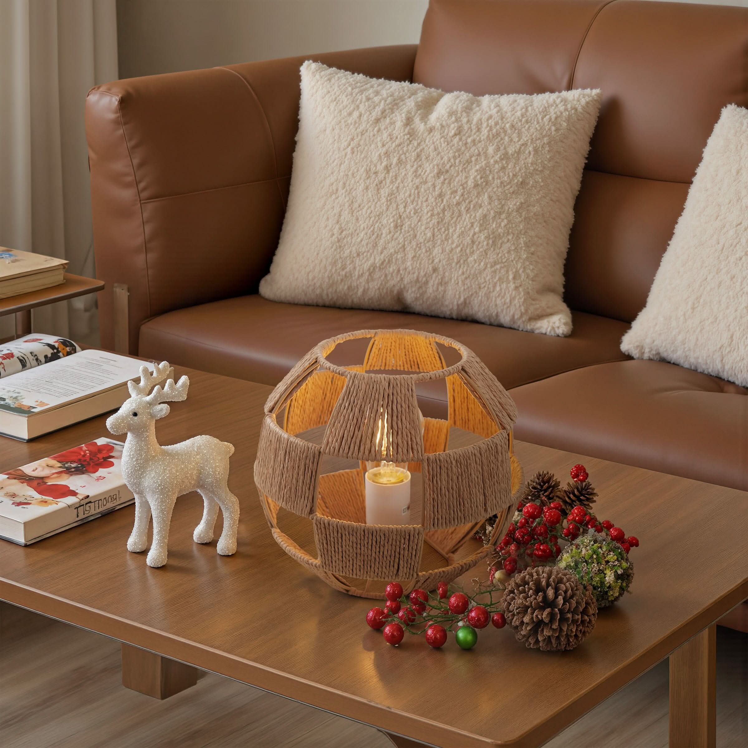 Lightsin Handwoven Jute Globe Table Lamp - Eco-friendly Spherical Bedside Desk Lighting