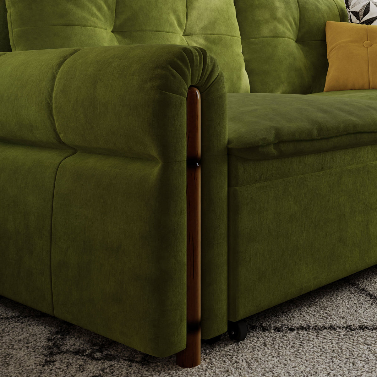 Cottonfy Vintage Pet Friendly Bamboo Design Sofa Bed with Storage