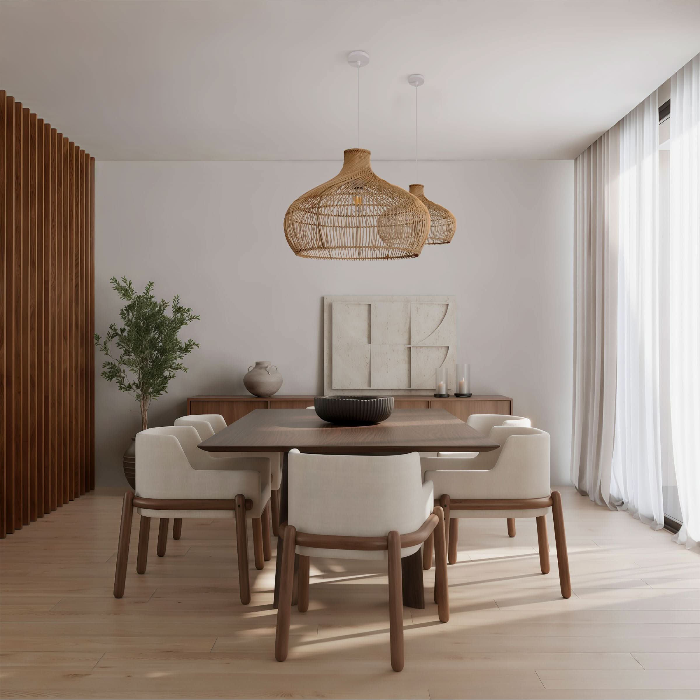 Lightsin Cella-Handwoven Gourd Shaped Rattan Pendant Light