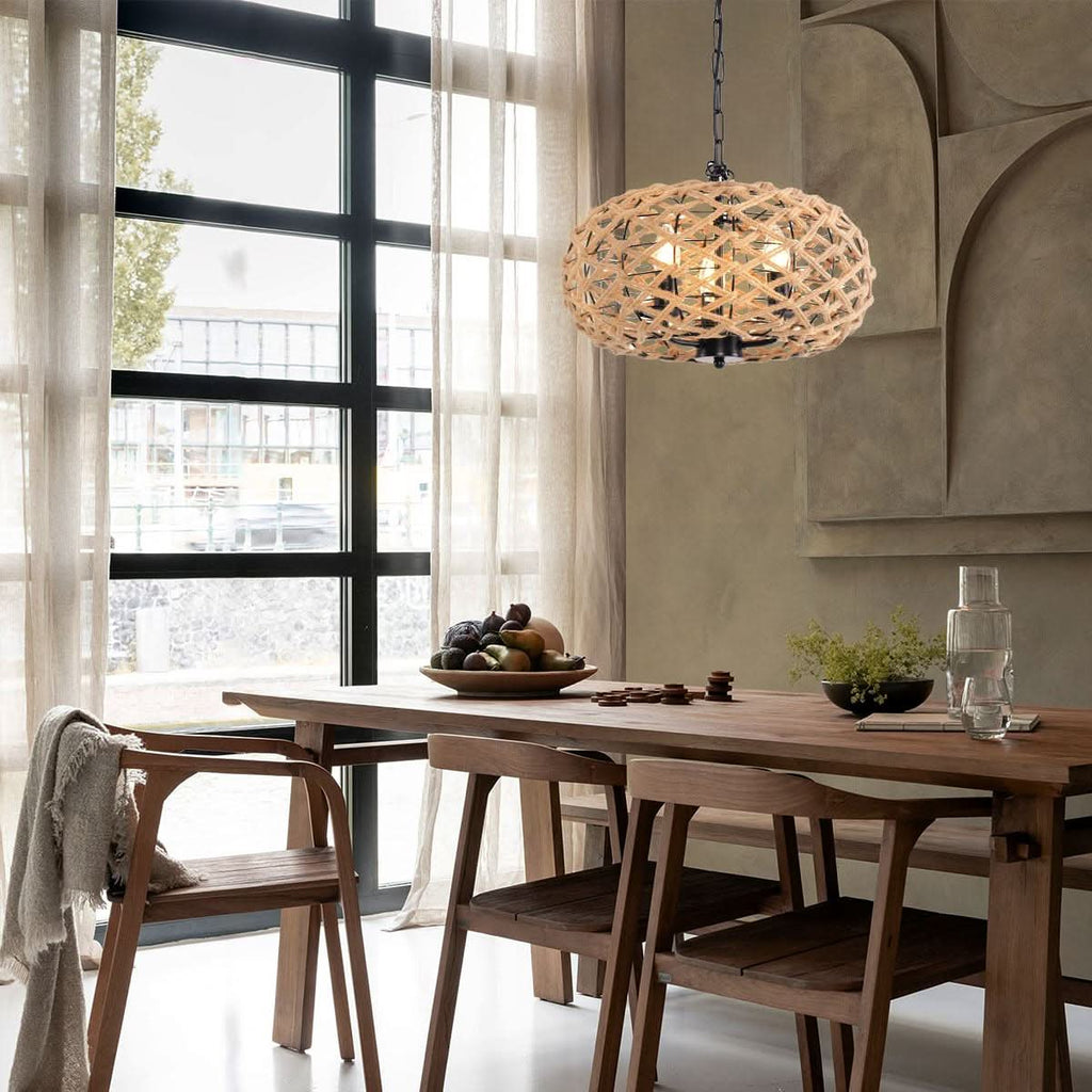 Glyph-Lightsin Rustic Hemp Rope Globe Pendant Light for Farmhouse and Industrial Style