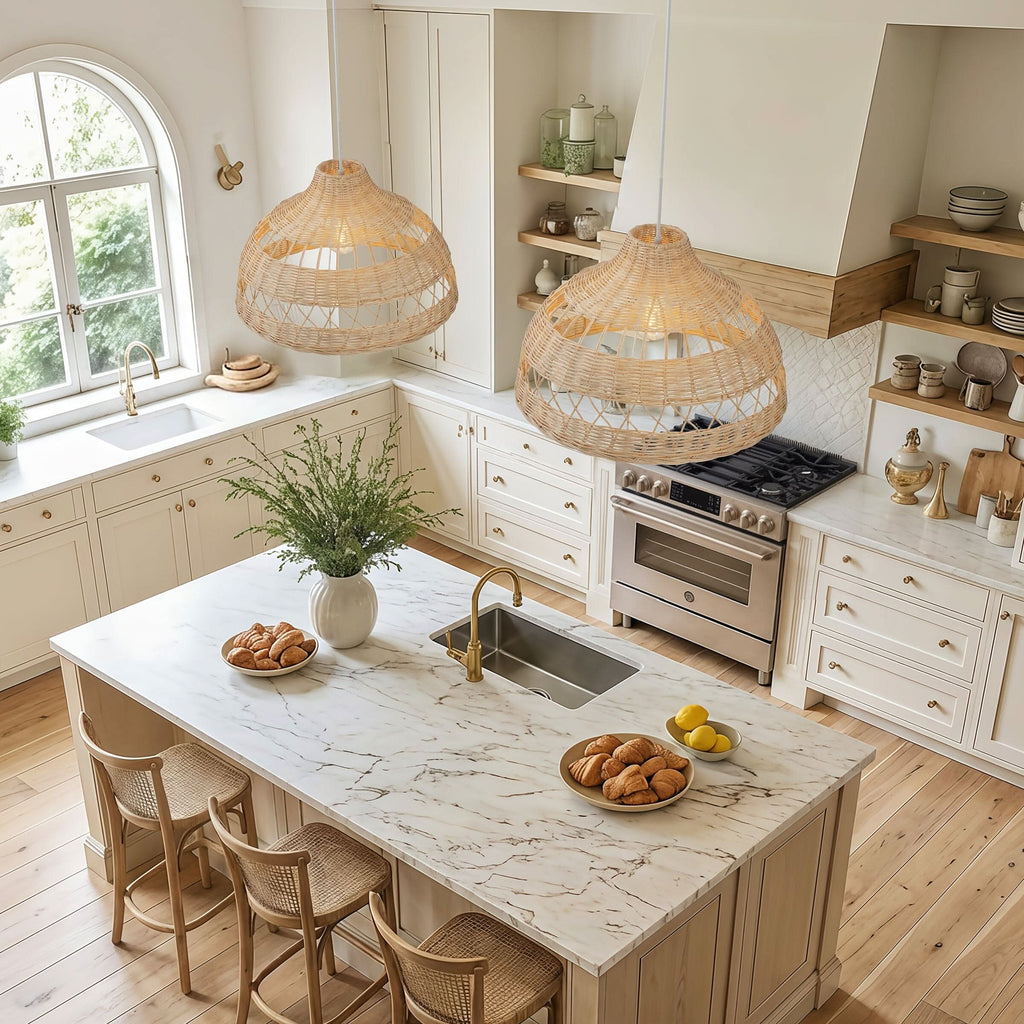 Lightsin Cella-Natural Rattan Pendant Light - Handwoven Ceiling Light, Durable & Rustic