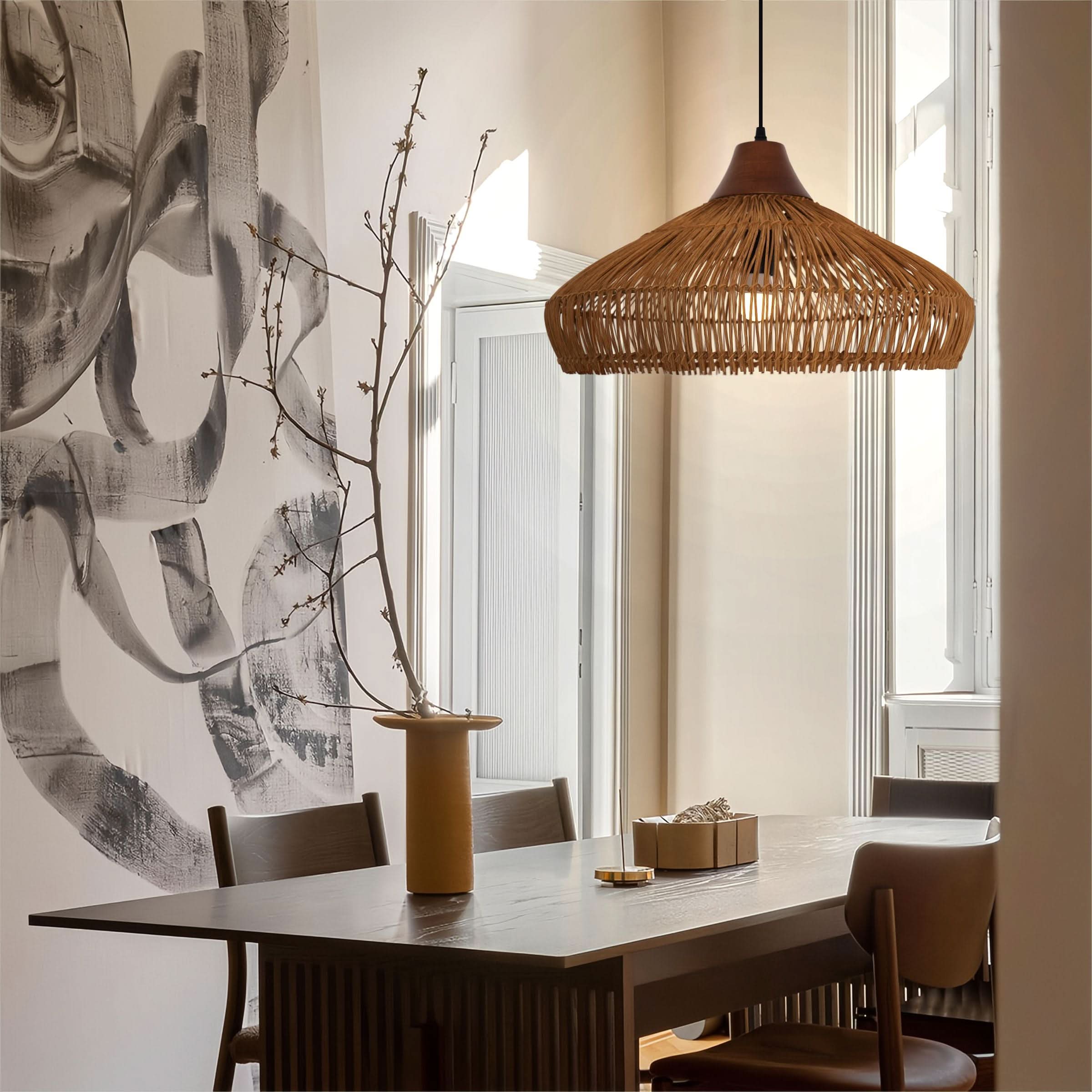 Lightsin Bell-Shaped Handcrafted Bamboo Kitchen Pendant Lighting