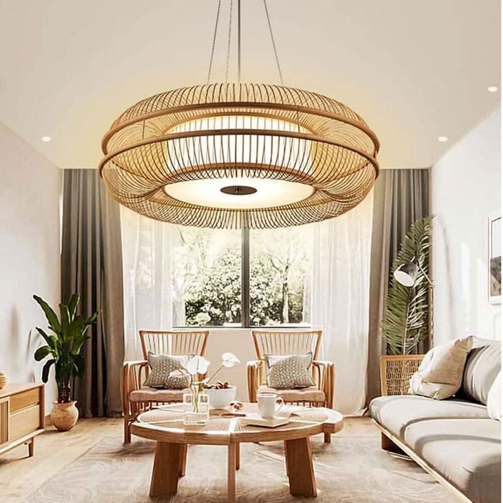 Lightsin LED Bamboo Pendant Light Drum-Shaped 45/60/70/80 Dia