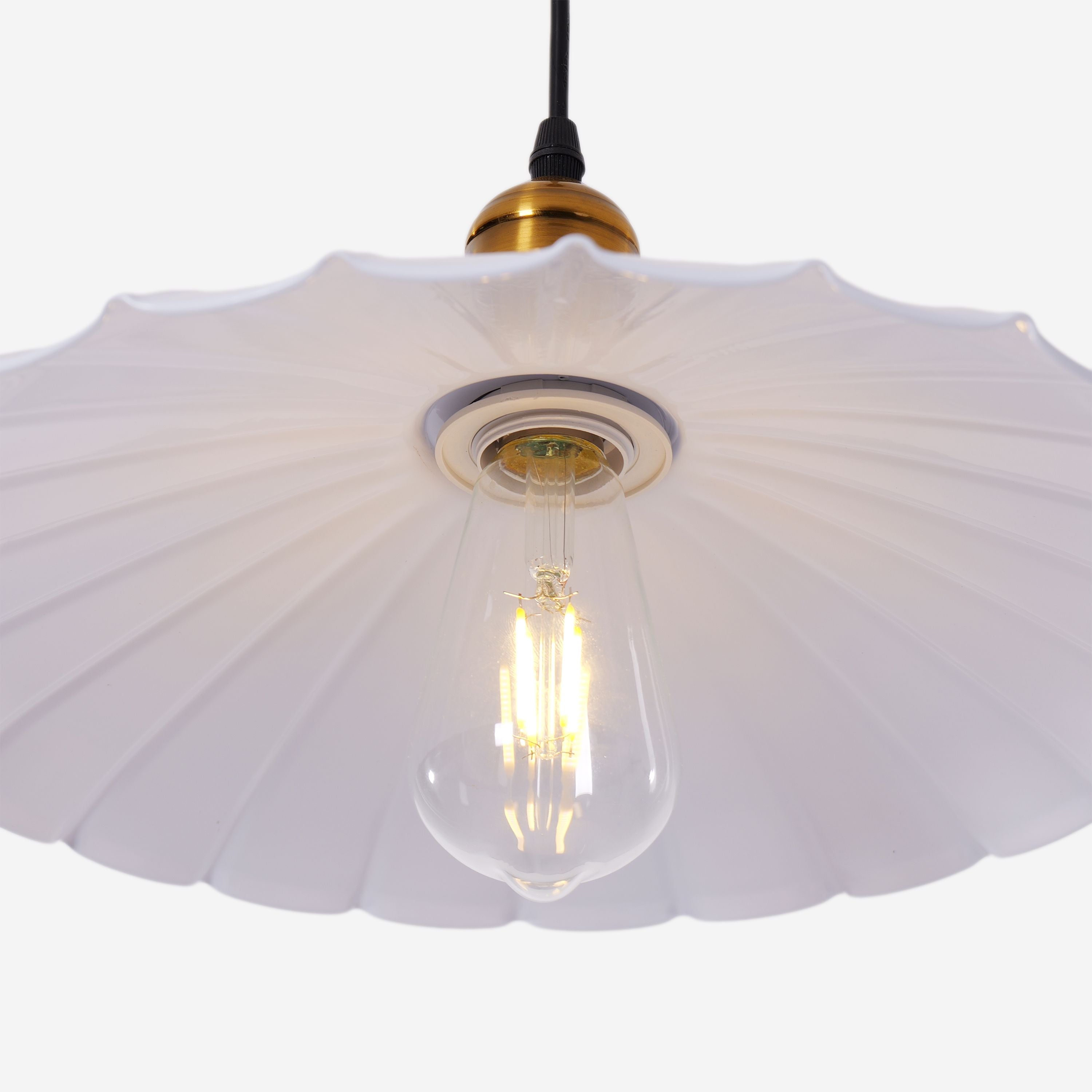 White Iron Pendant Light | Adjustable E27 Ceiling Lamp