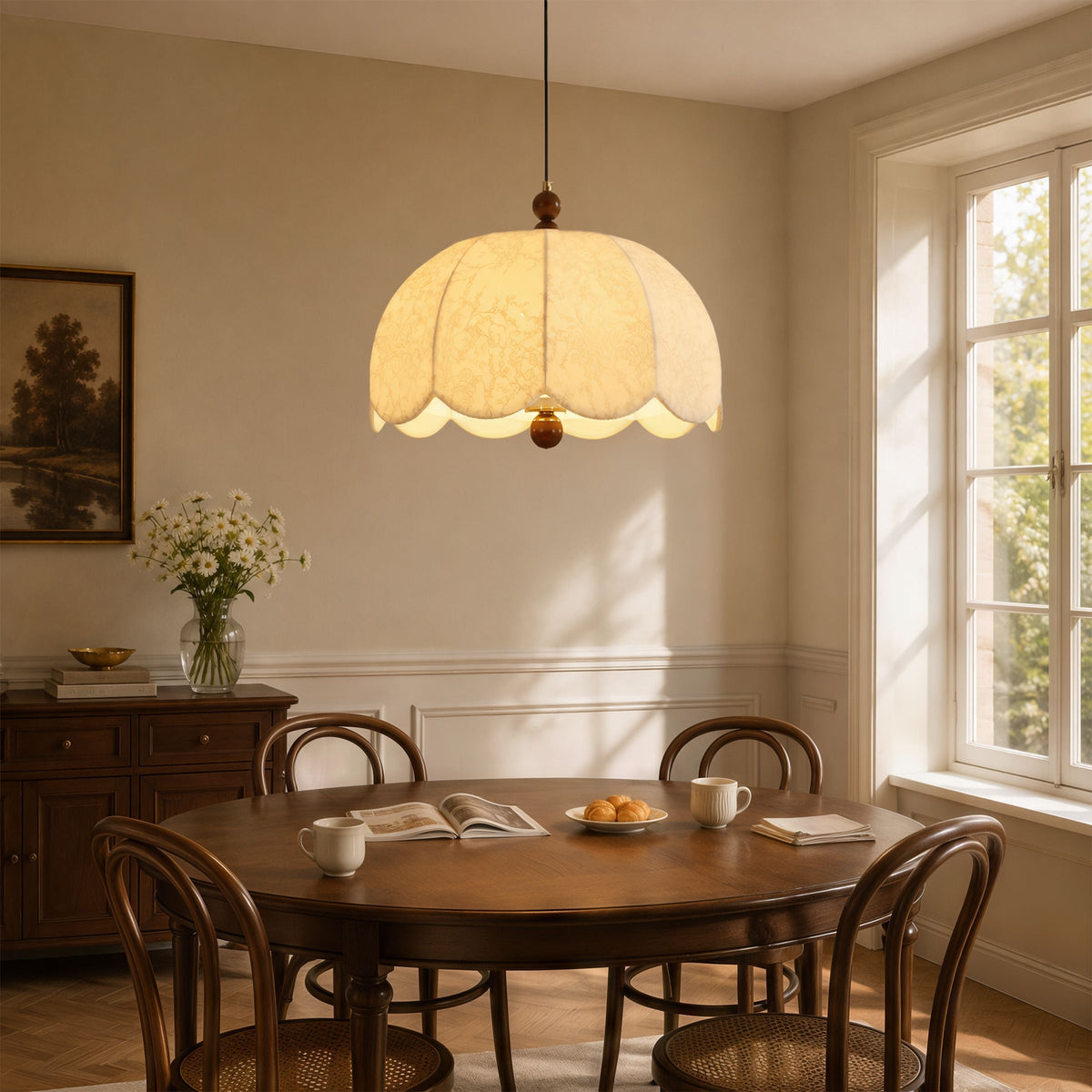 Yellow Fabric Pendant Light | Soft Shade E27 Ceiling Lamp