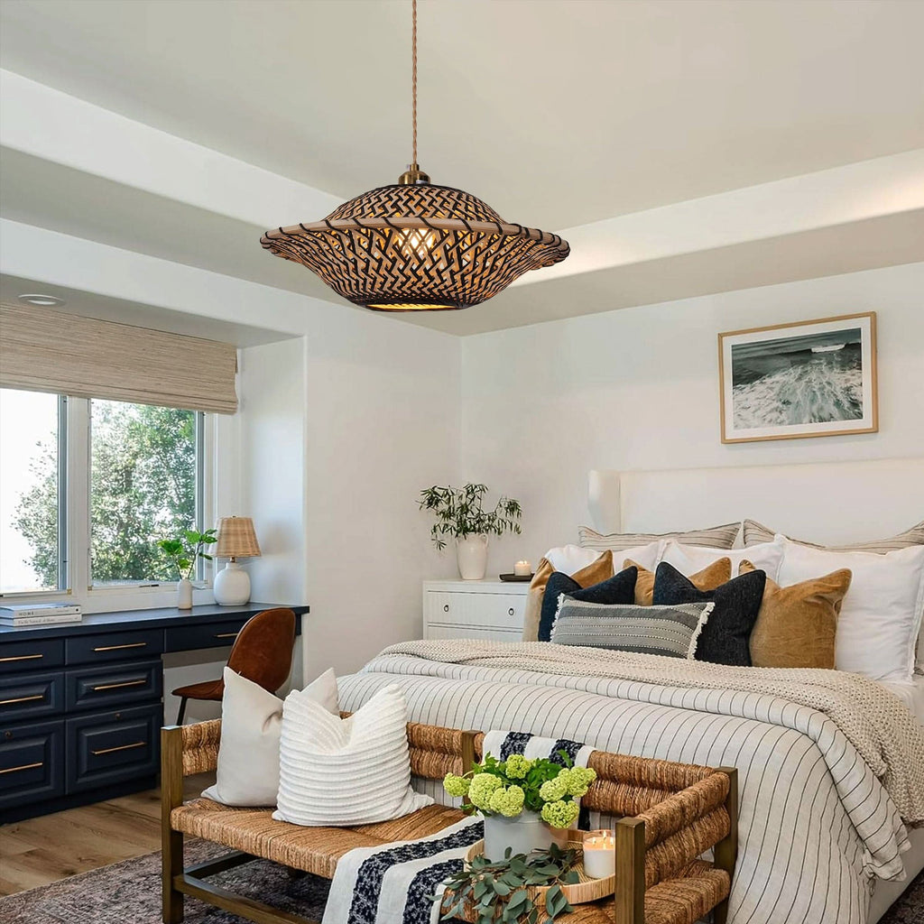 Lightsin Elegant Black & Natural Design Bamboo Pendant Light