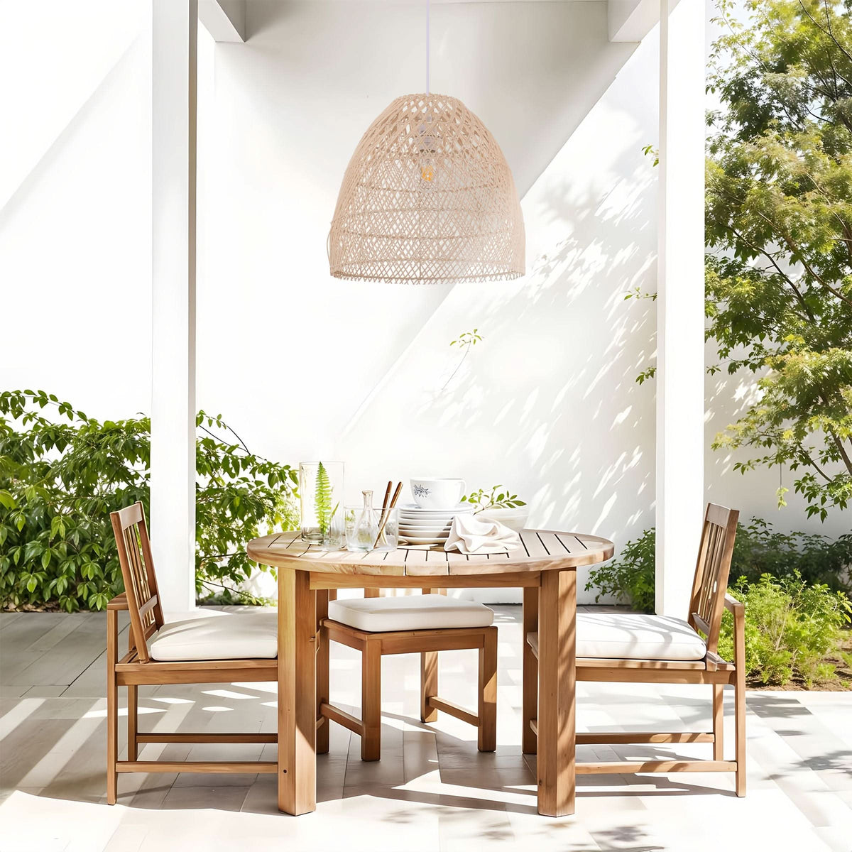 Lightsin TerraBell Dome Shaped Rattan Hanging Light