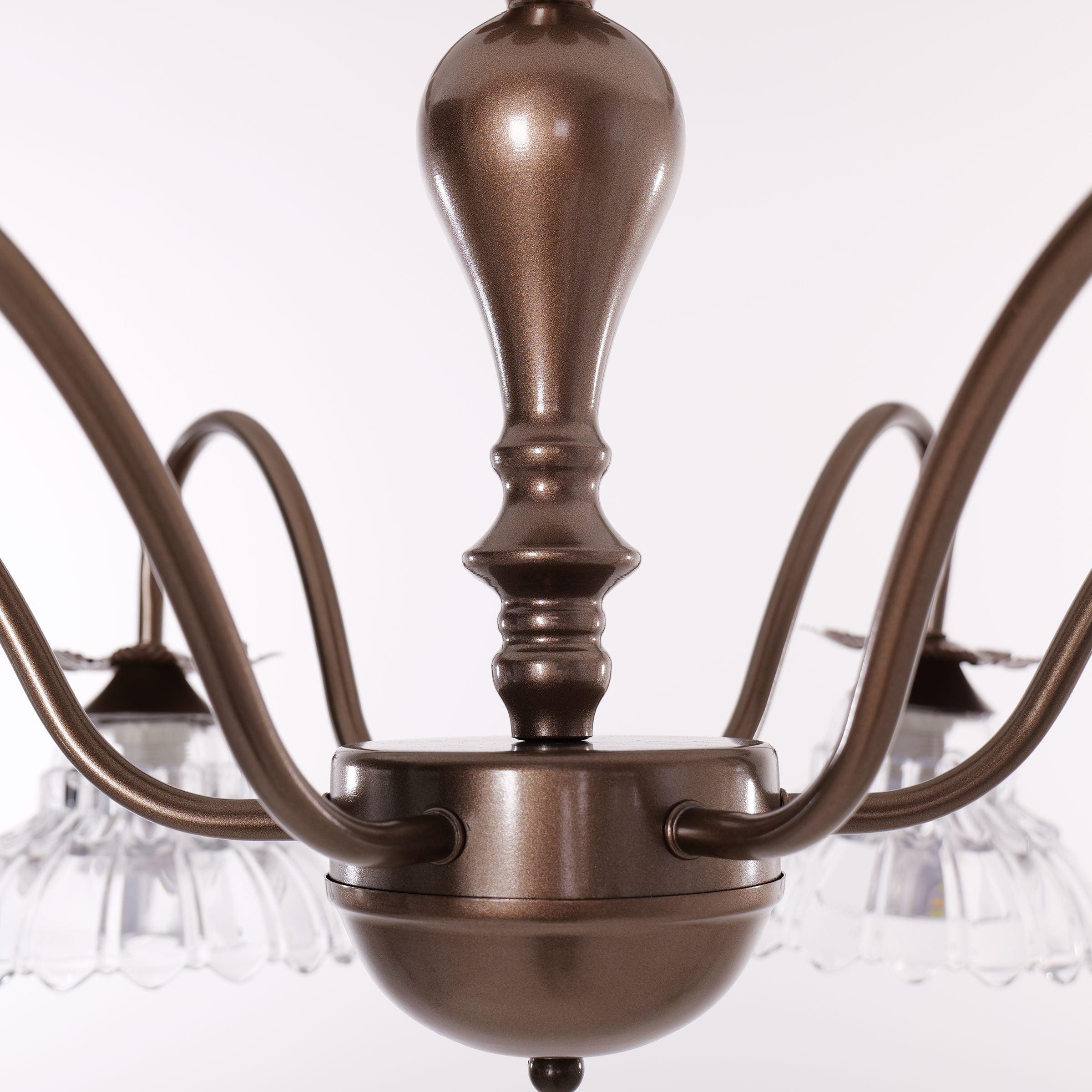 6-Light Gold Vintage Floral Glass Chandelier | E14 Ceiling Lamp