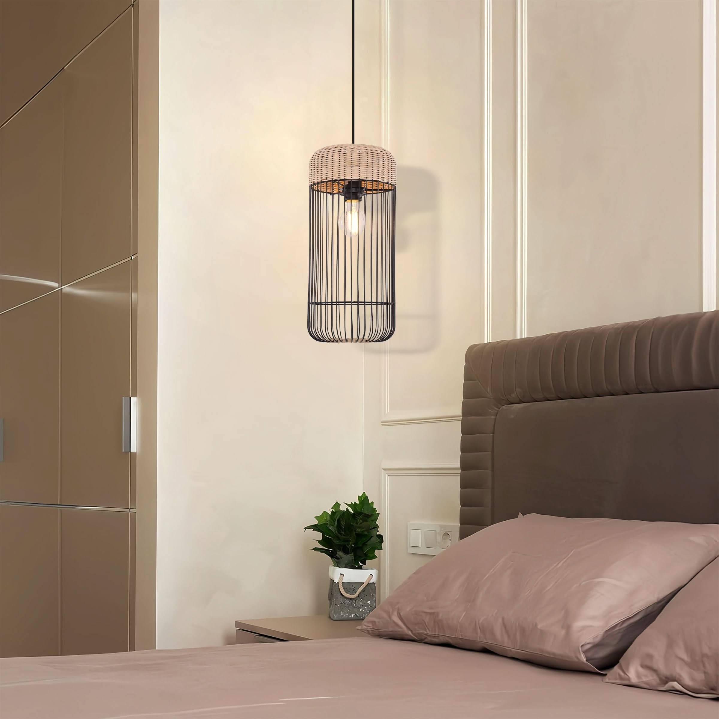 Glyph-Lightsin Woven Rattan Cylinder Pendant Light for Warm and Inviting Spaces