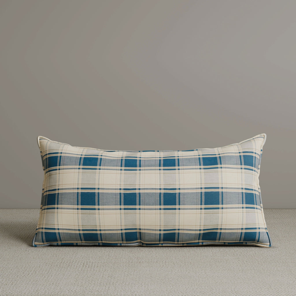 Exclusive Waist Cushion in Dark Blue Checkered Cotton Linen, 56*27*12 CM