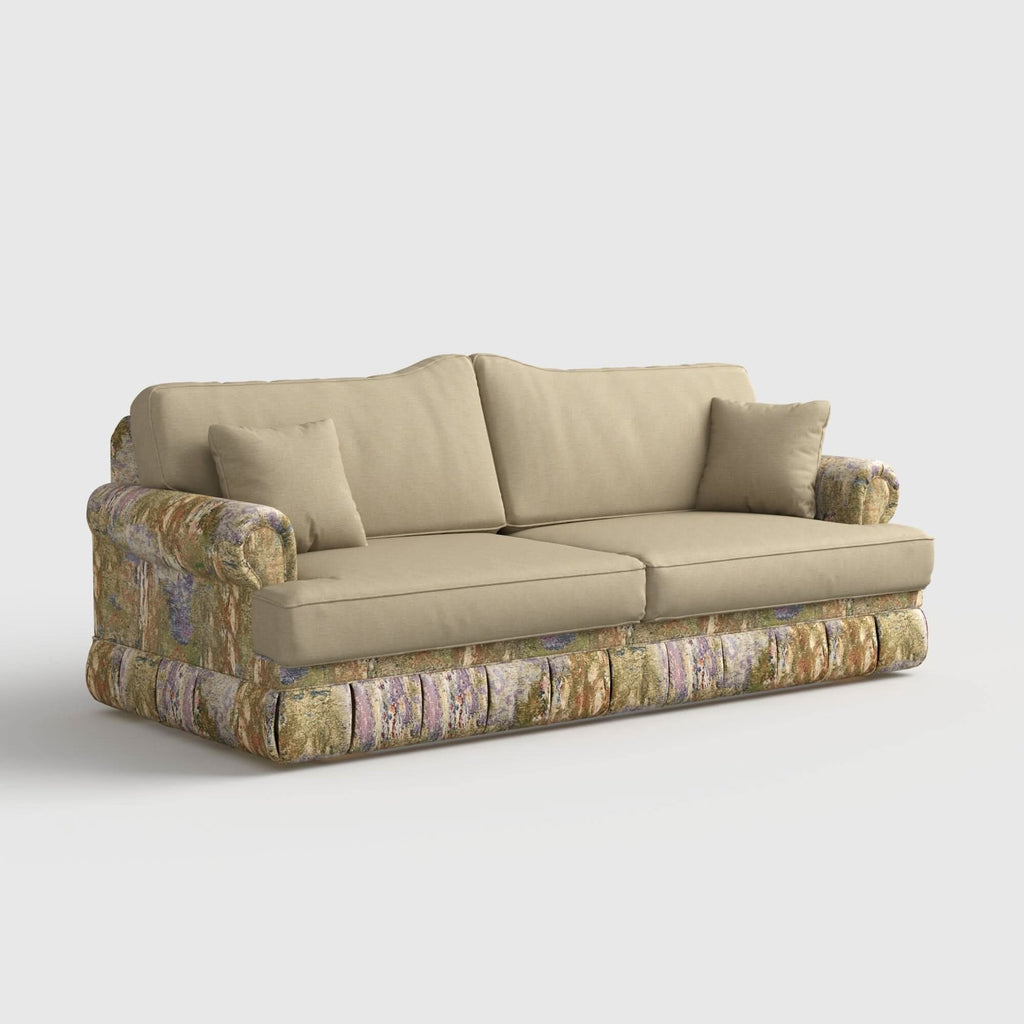 Cottonfy Heritage Plaid Skirted Sofa with Concealed Storage Drawers