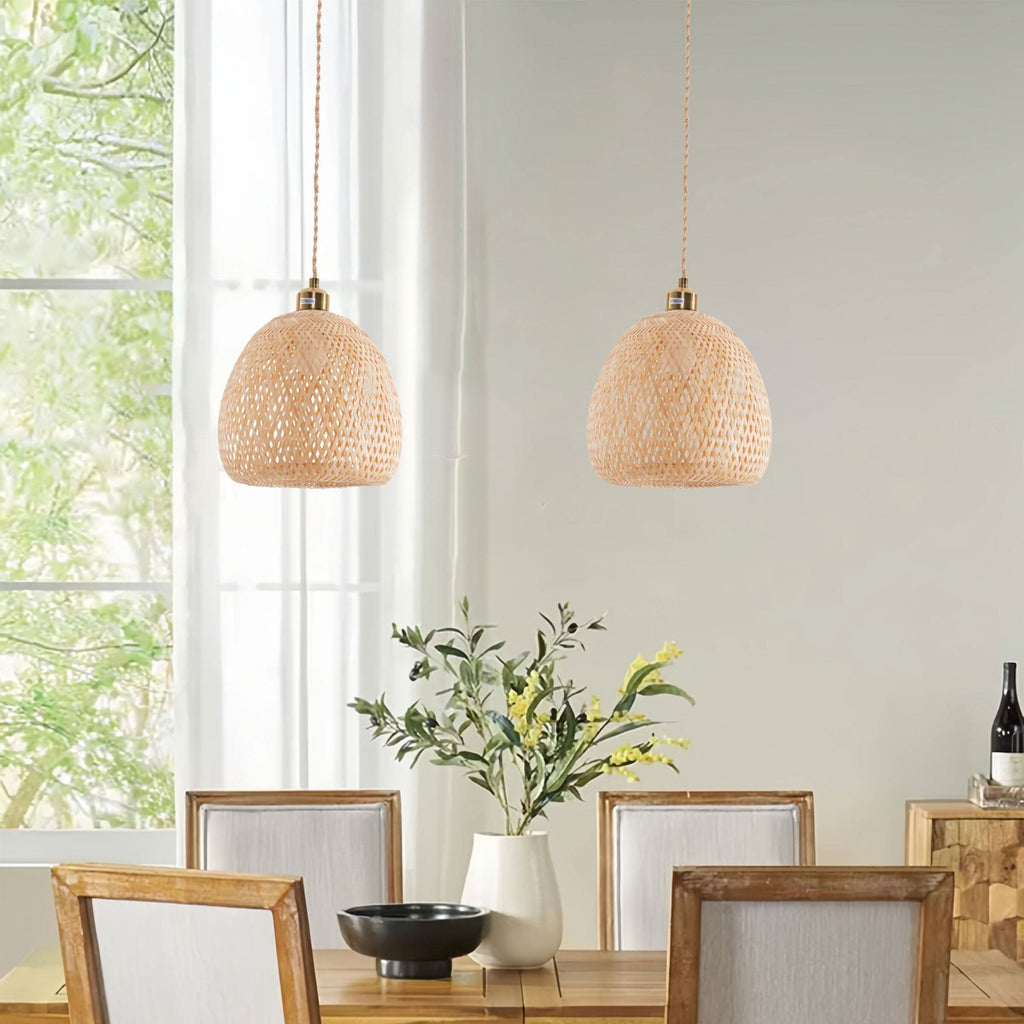 Lightsin Handwoven Bamboo Pendant Light – Natural, Eco-Friendly Lighting for Cozy Spaces