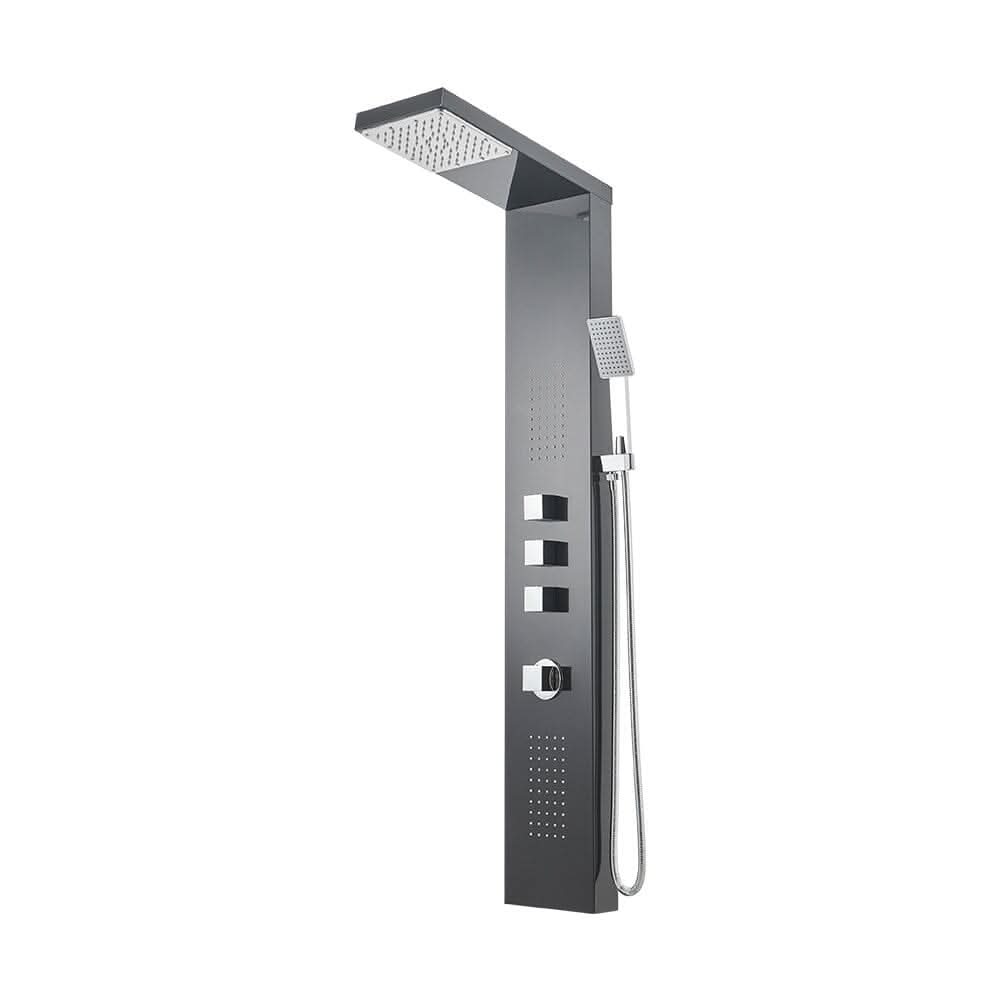 135cm H Bathroom Black Shower Tower Panel with 2 Large Body Jets & Hand Shower