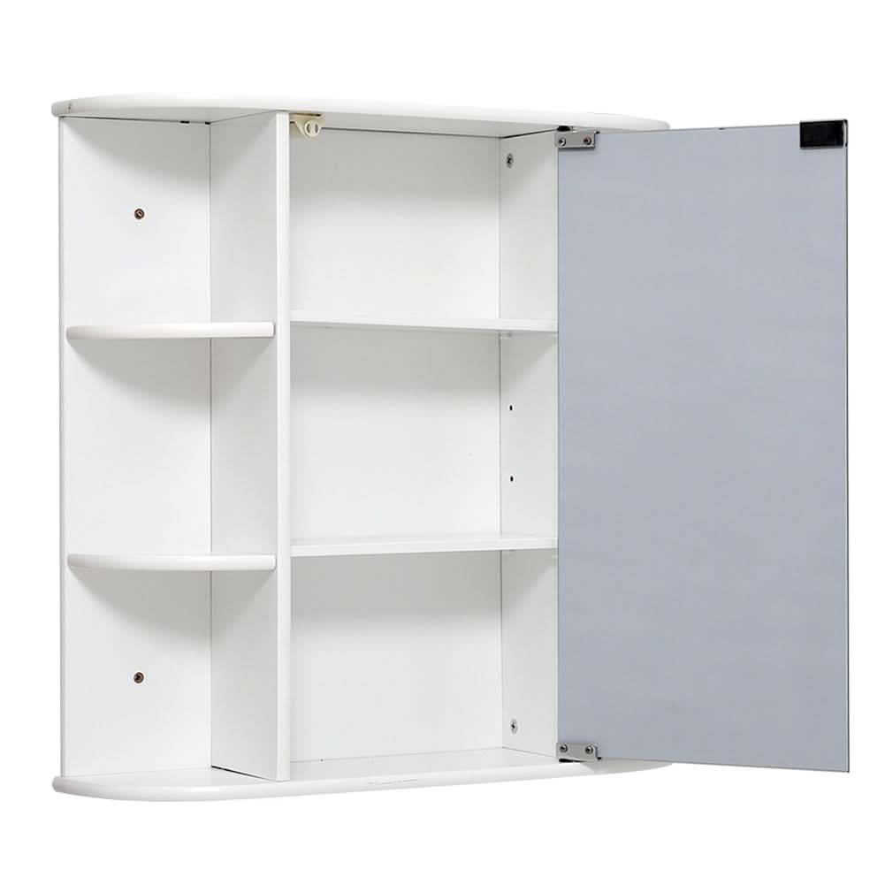 Bathroom Mirror Cabinets Wall Mounted One Door Storage Shelves Furniture White