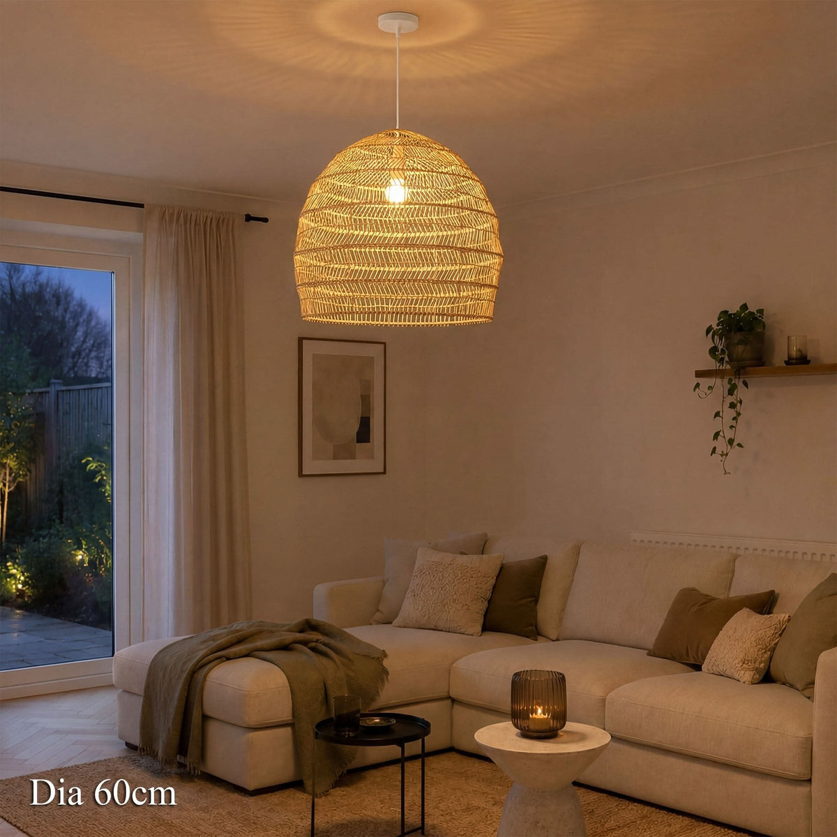 Cella-Lightsin Natural Rattan Pendant Light with Optional Woven Inner Sphere