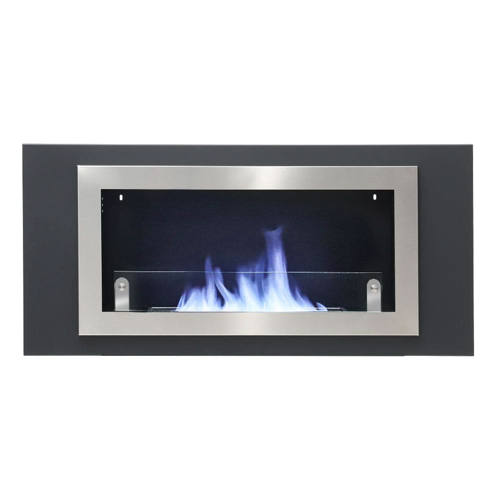 45 inch Silver Wall Mount Fireplaces Steel Stainless Indoors Bio-Ethanol Fireplaces