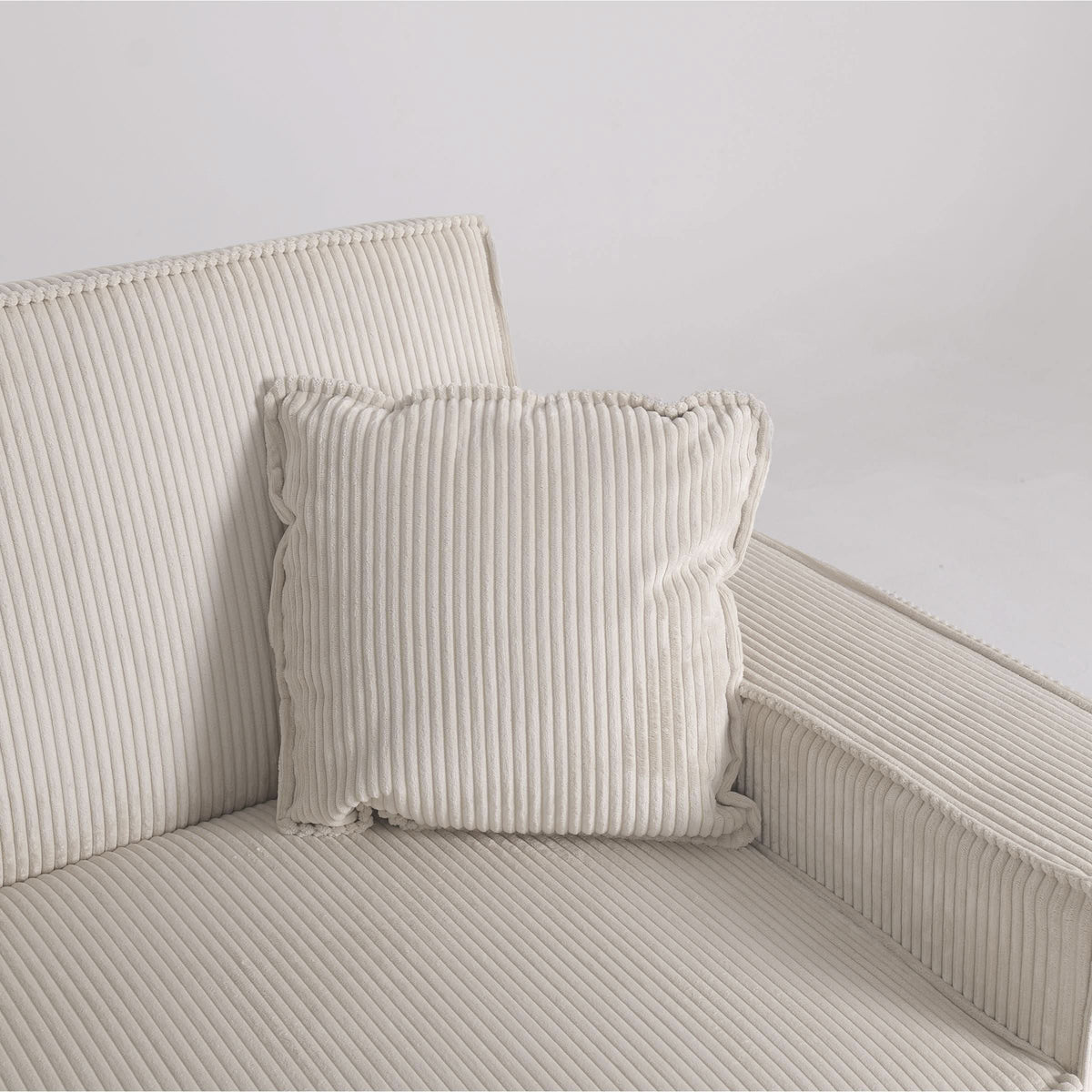 Beige & Grey Corduroy Sofa Bed with Adjustable Backrest and Spring Coil Support