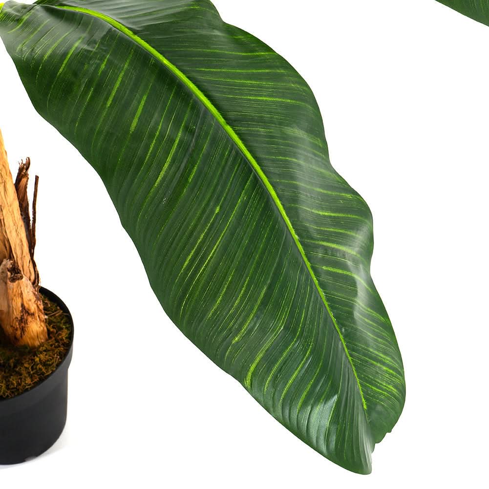 180cm H Lifelike Banana Artificial Tree 3 Trunk in Black Planter