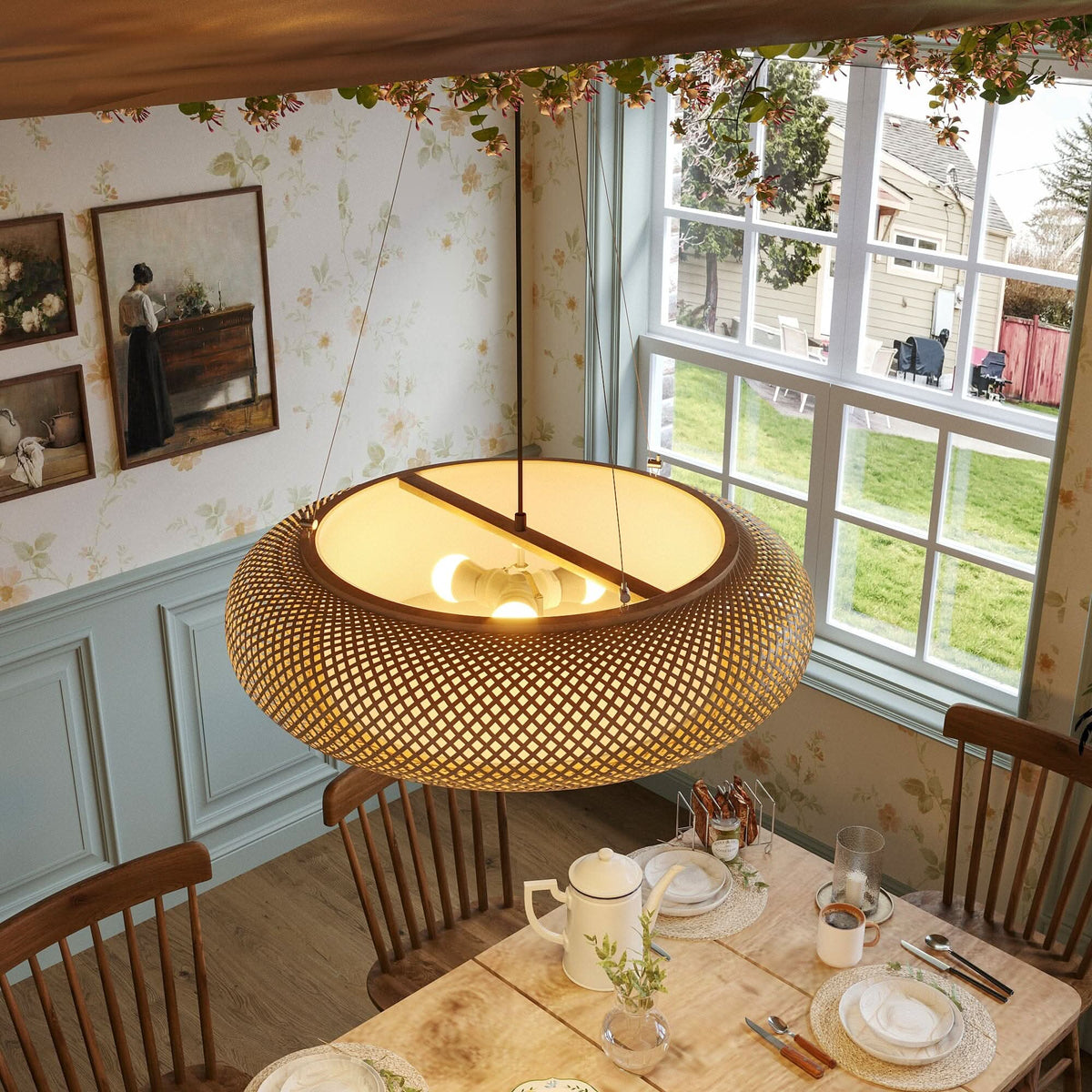 Lightsin Lutta-Natural Bamboo Pendant Light for Warm Ambiance Décor