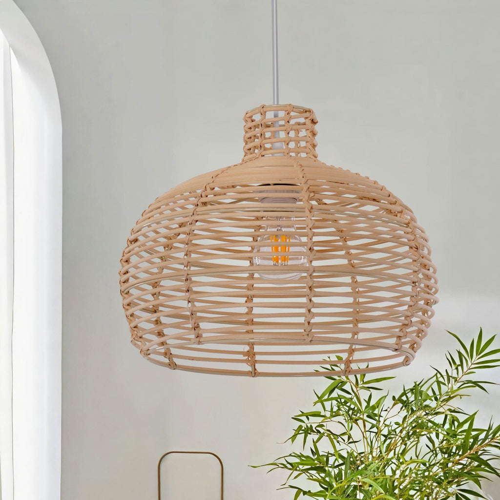 Lightsin Cella-Lightweight Open Weave Rattan Ceiling Light