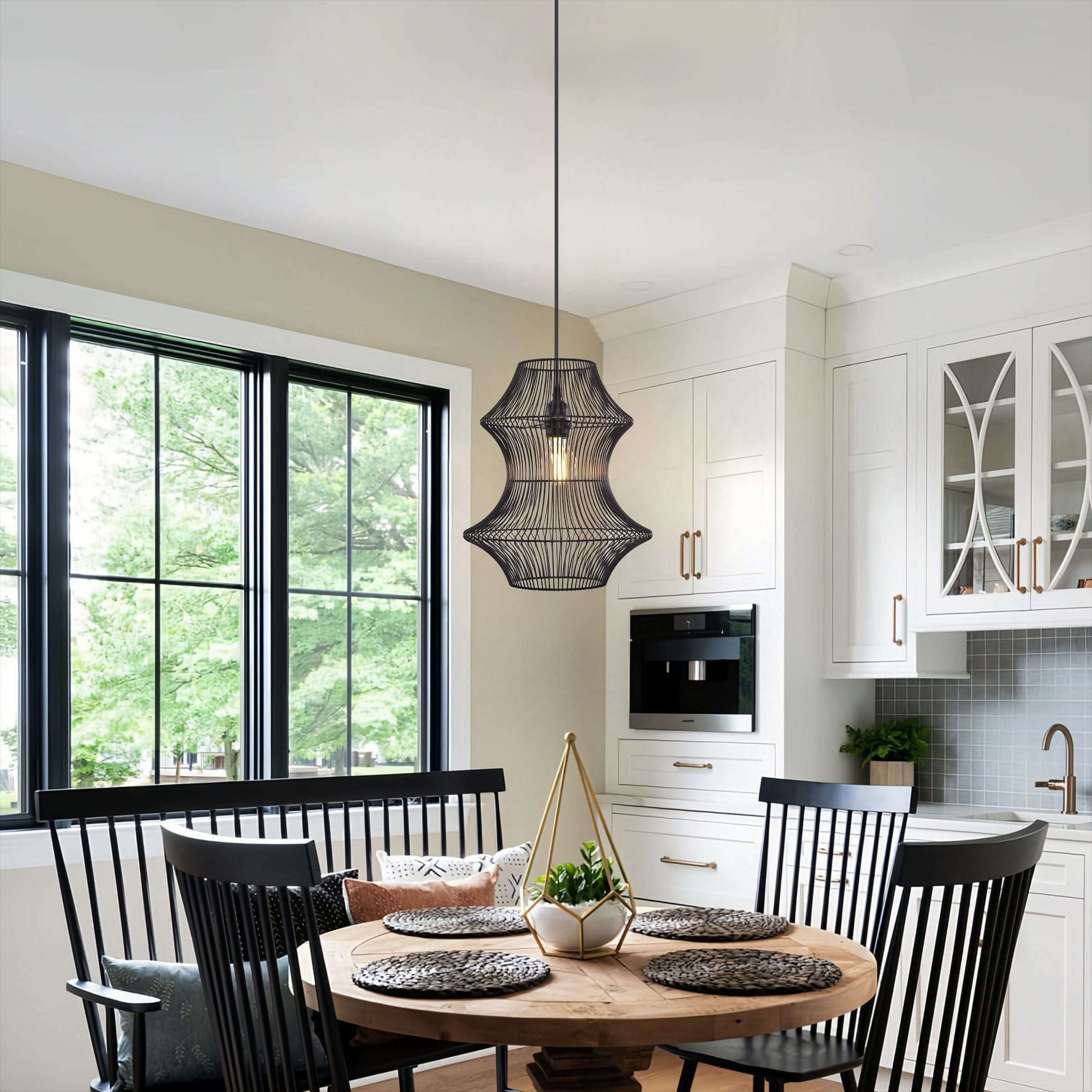 Glyph-Lightsin Industrial Black Iron Pendant Light with Hourglass Shape