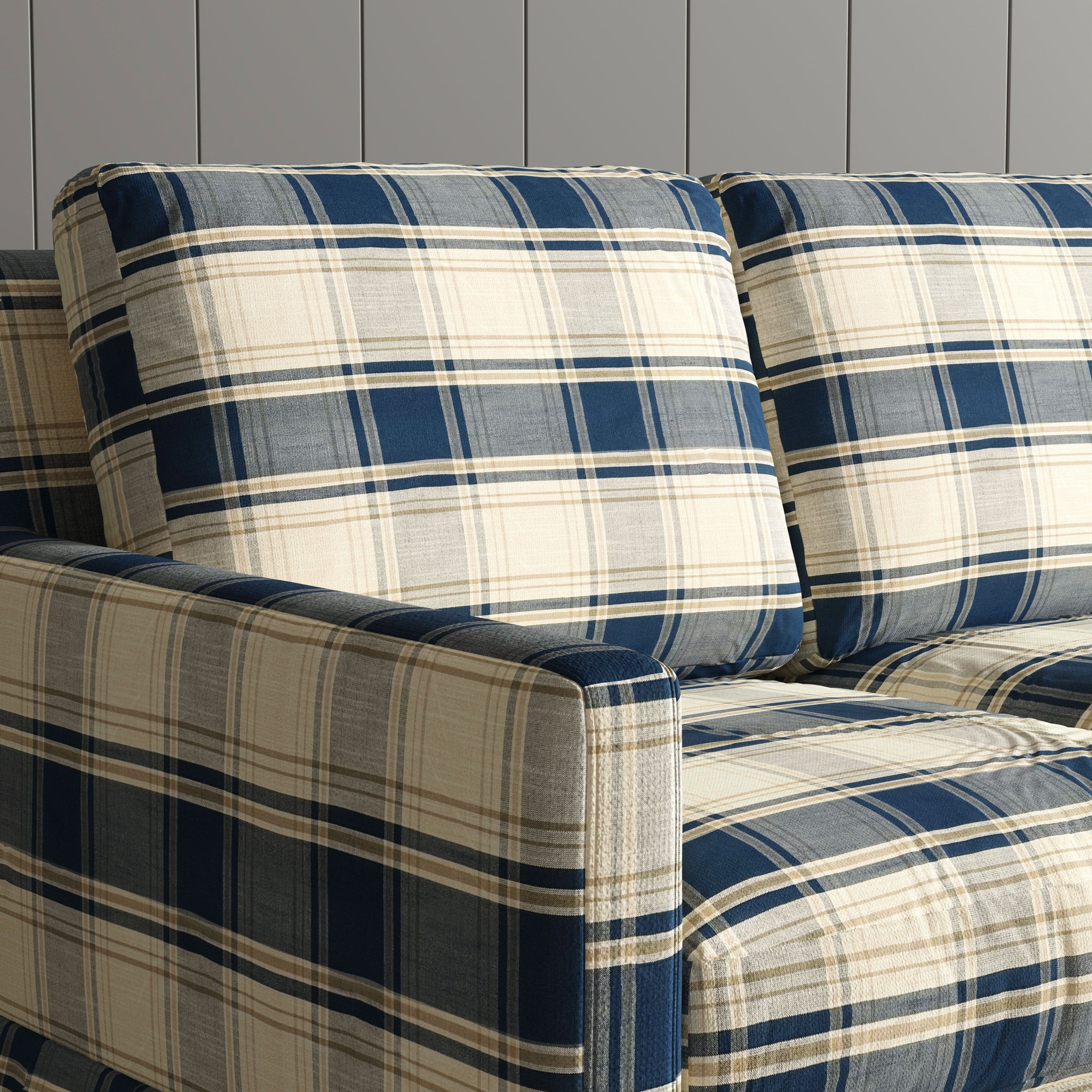 Cottonfy Country Check Sofa with Removable Skirted Covers