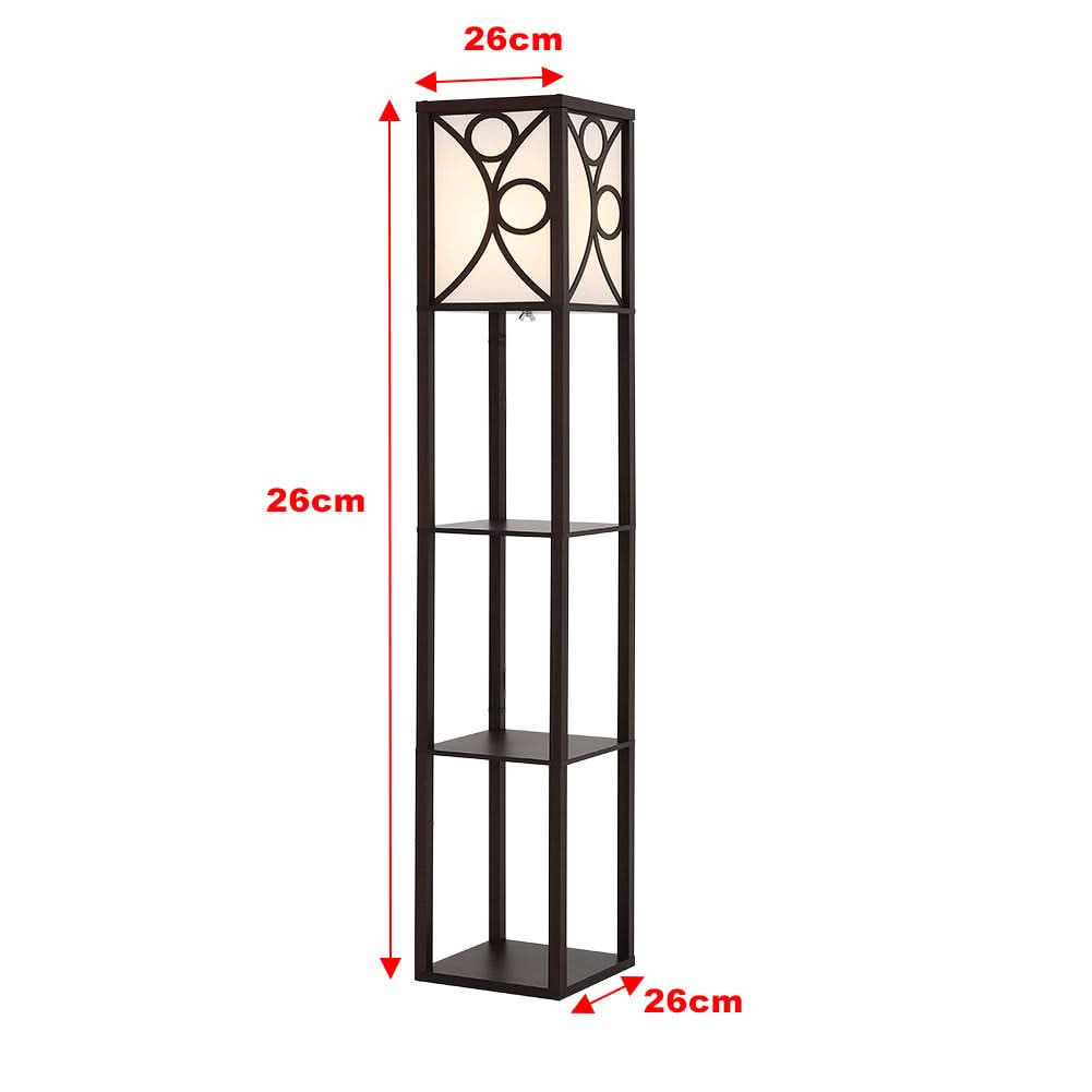 Modern Floor Lamp with 3 Wood Shelves