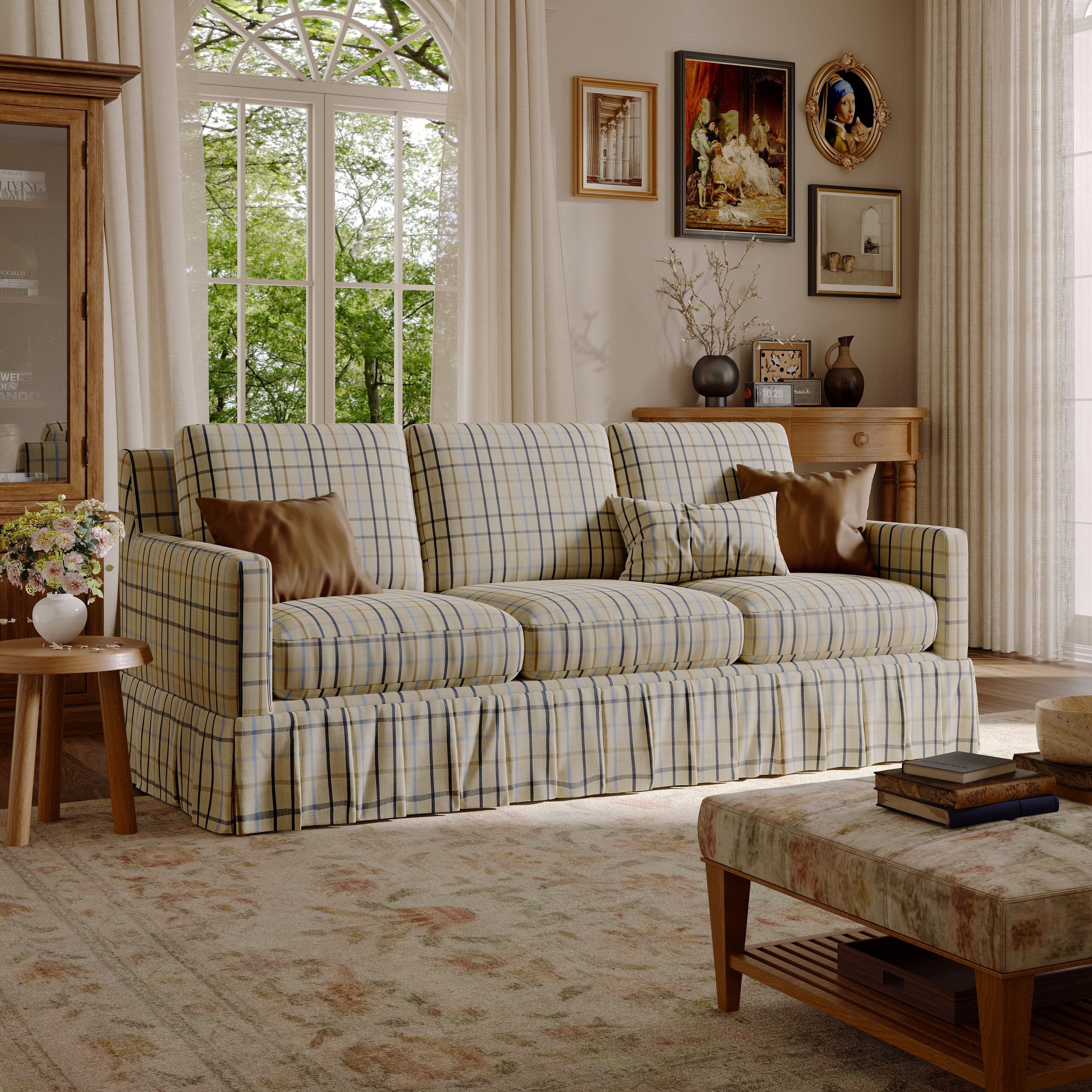 Cottonfy Minimalist Stylish Detachable Striped and Checkered Pattern Sofa