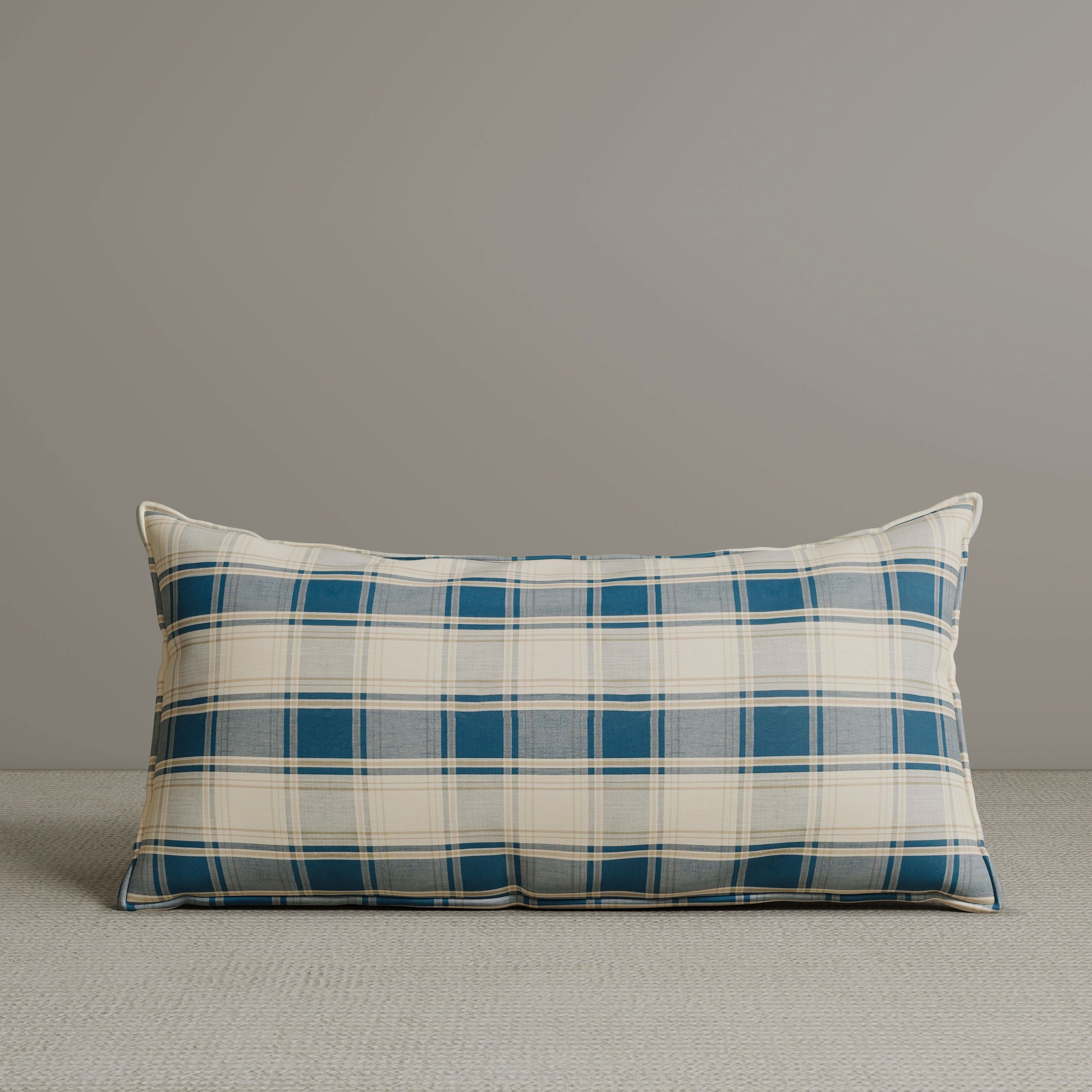 ‍Exclusive Waist Cushion in Dark Blue Checkered Cotton Linen, 56*27*12 CM (100% off)