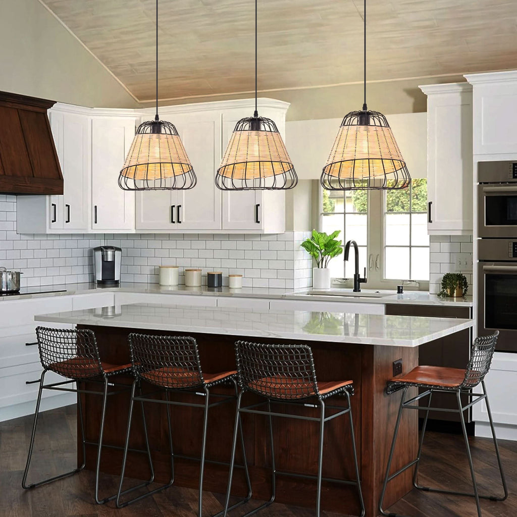 Glyph-Lightsin Bell-Shaped Rattan Pendant Light for Timeless Rustic Elegance