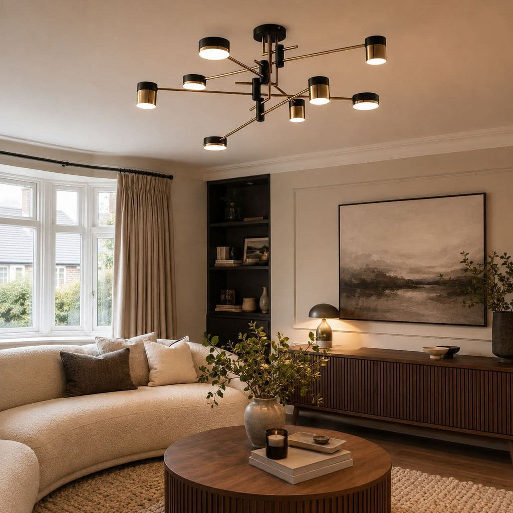 Lightsin Modern Black & Gold Metal Ceiling Light with LED Bulbs