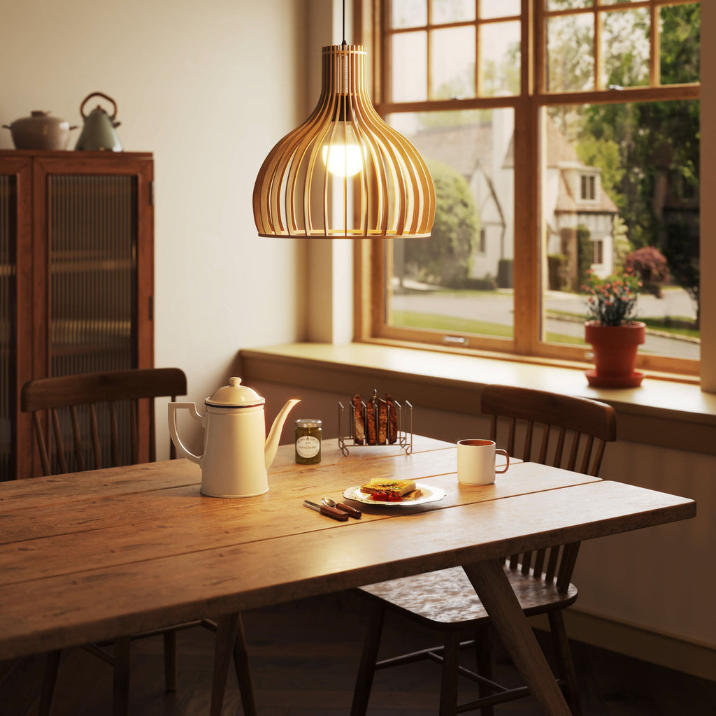 Lightsin Shadome-Nordic Wooden Cage Hanging Pendant Light
