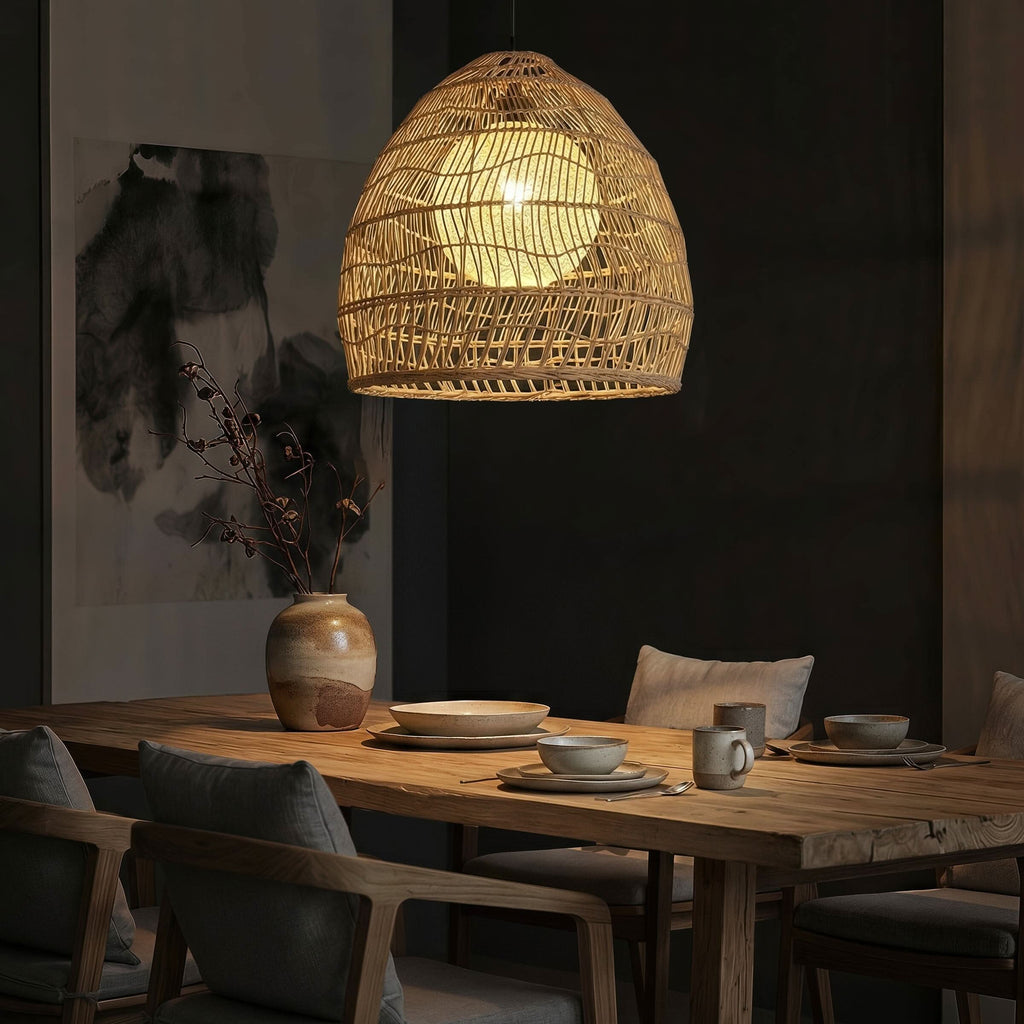 Cella-Lightsin Natural Rattan Pendant Light with Optional Woven Inner Sphere