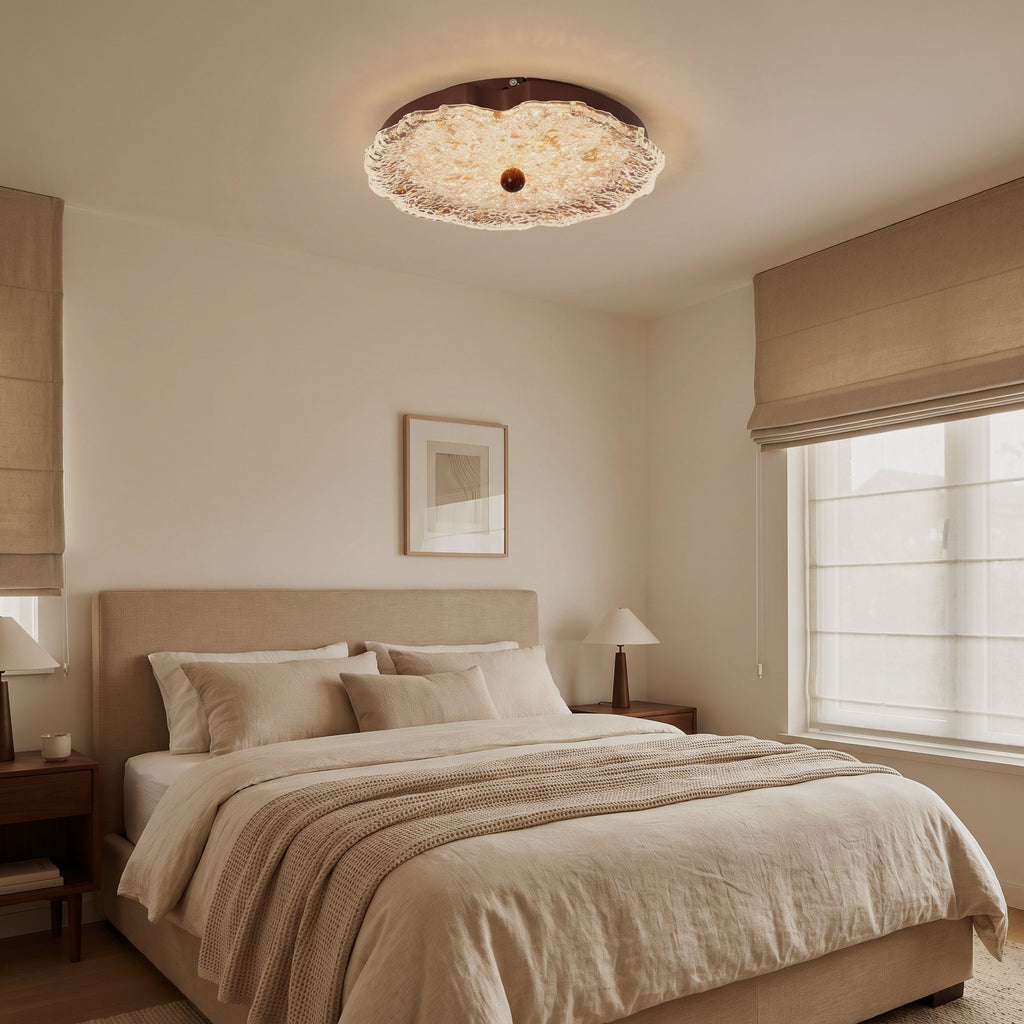 Walnut Ripple Acrylic Ceiling Light | Colour-Changing Flush Mount