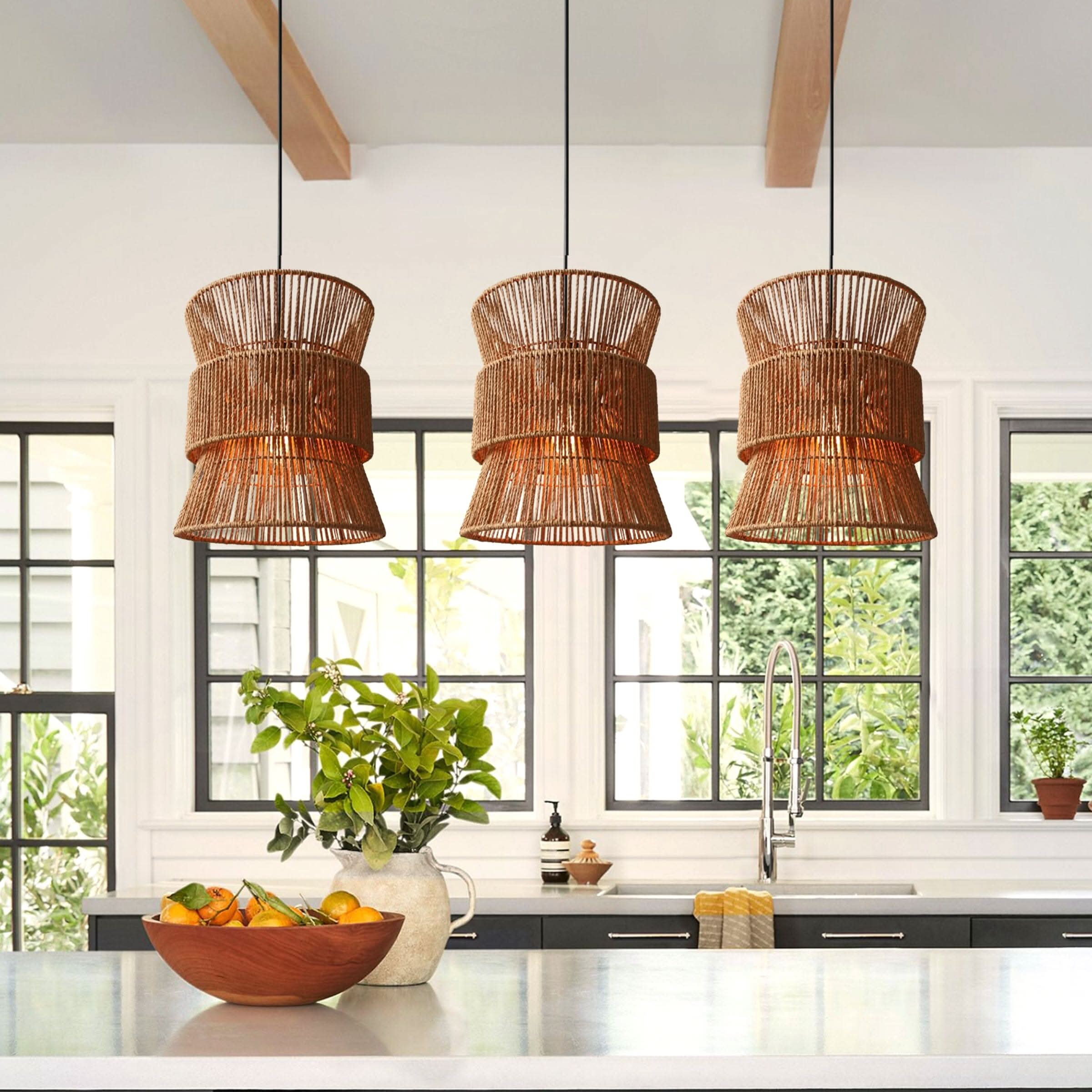 Lightsin Artisanal Handwoven Eco-Friendly Circular Pendant Light