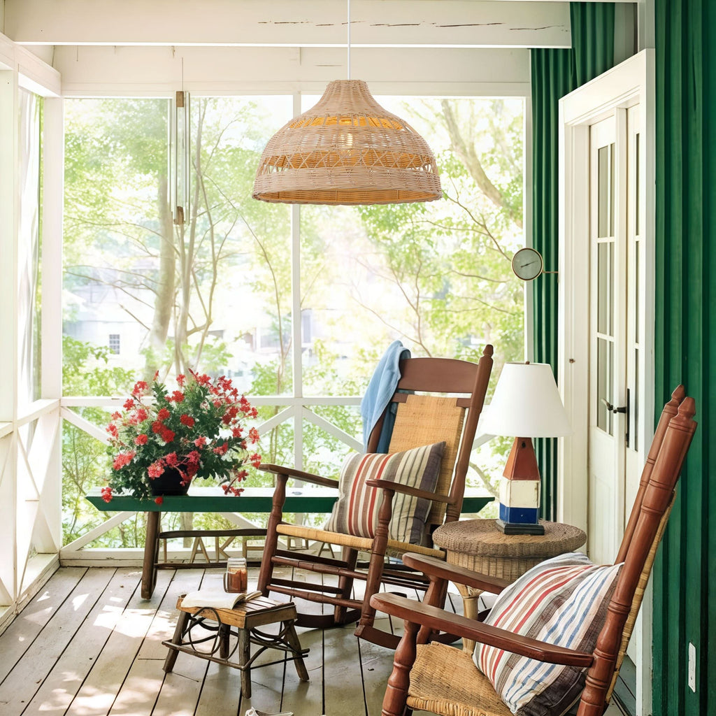 Lightsin Cella-Natural Rattan Pendant Light - Handwoven Ceiling Light, Durable & Rustic